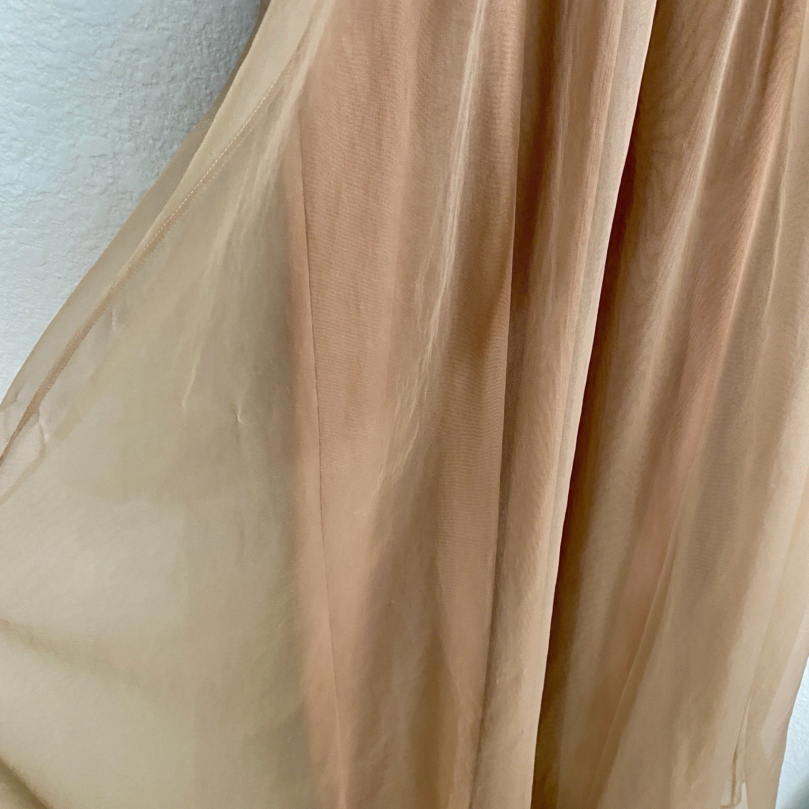 Vintage Gossard Artemis Chiffon Nightgown Peach Nude Empire Waist Small