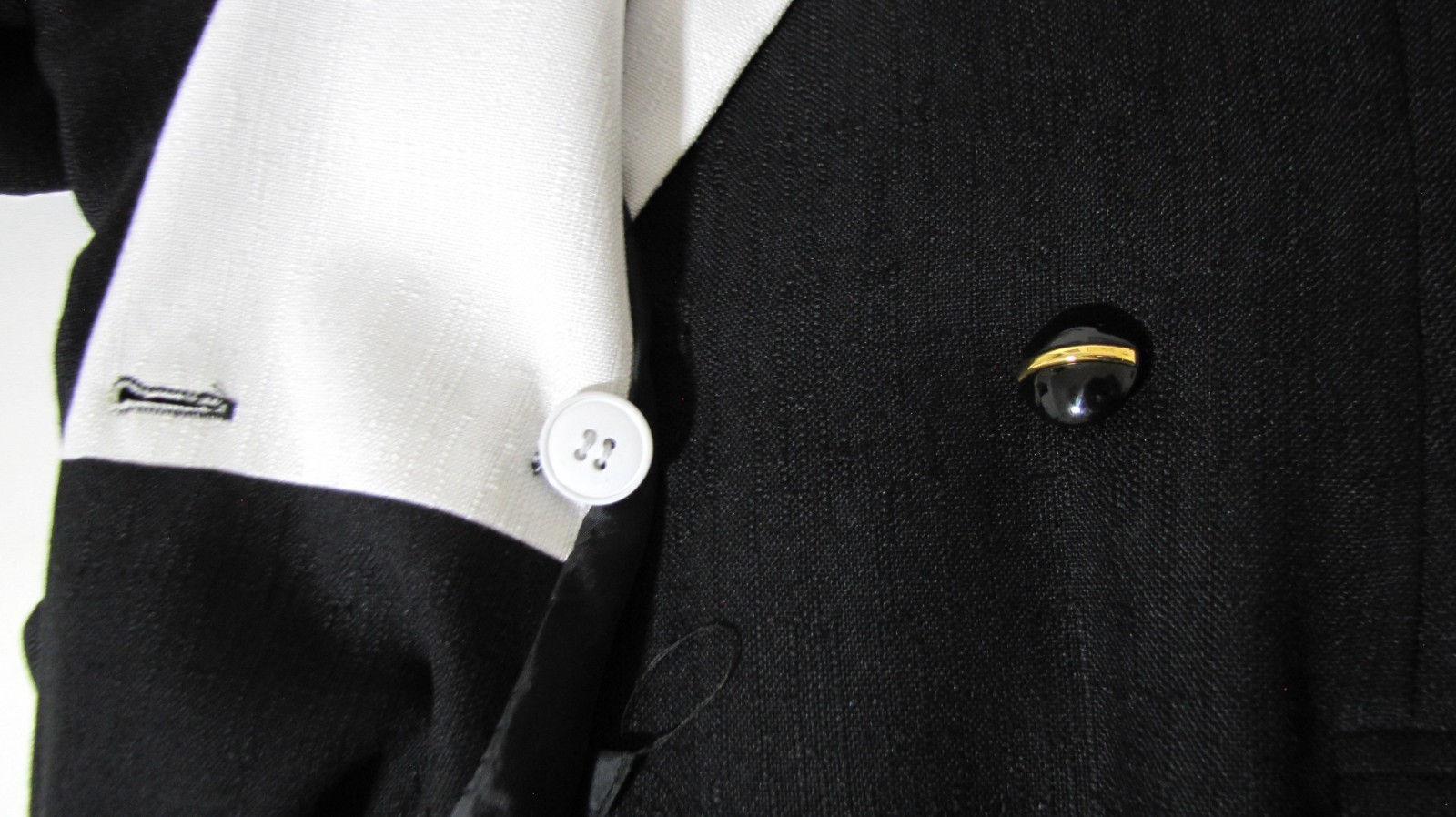 VTG Kasper for ASL Black Dress Straight Wrap White-Collar Short-sleeve Wm .12