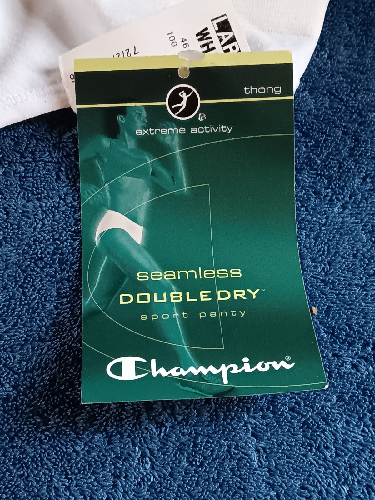 2003 VTG CHAMPION Double Dry SEAMLESS SPORT Panty L THONG 4613 NWT White Undi
