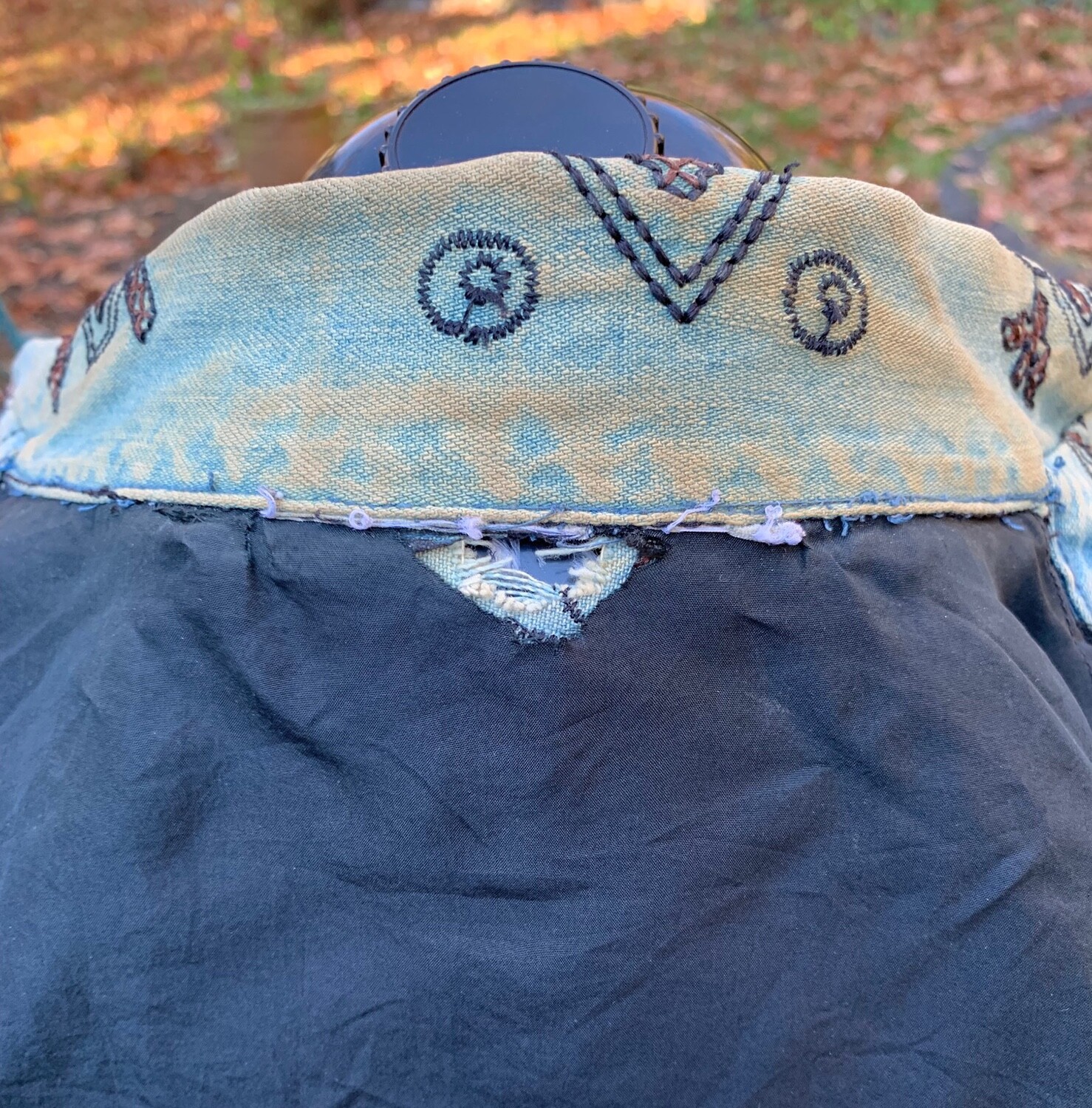 Woman’s Light Blue Denim Jacket with Beads and Embroidery XXL