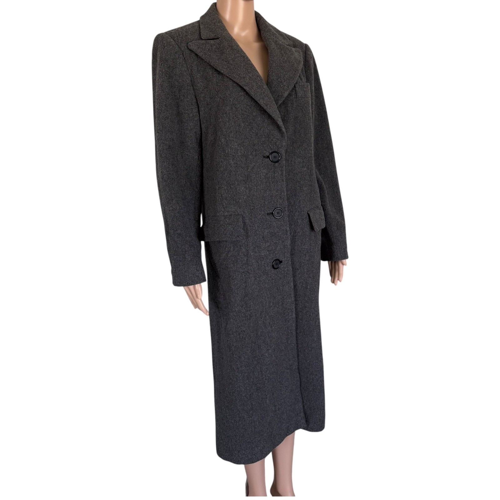 VTG J. Percy Marvin Richards Gray Lambswool Long Car Coat Classic S Quite Luxury