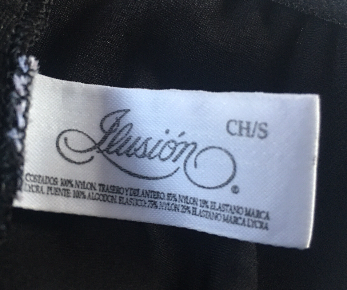 Vintage Ilusion Black Nylon Lycra Panties with Lace Front Size Small Underwear