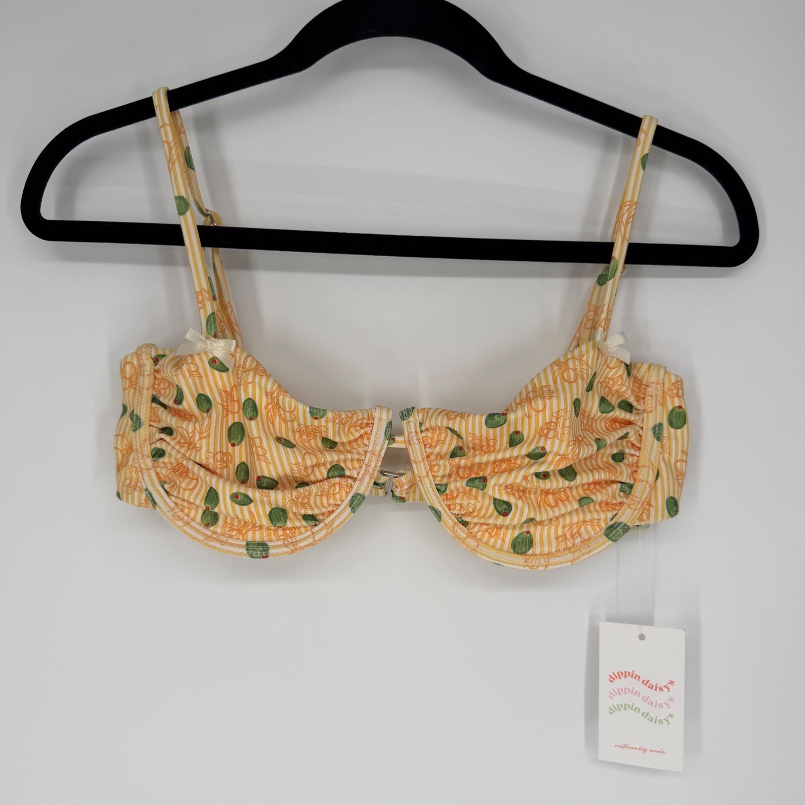 DIPPIN’ DAISY’S STARLIGHT UNDERWIRE BIKINI TOP LARGE NWT GREEN OLIVES RETRO