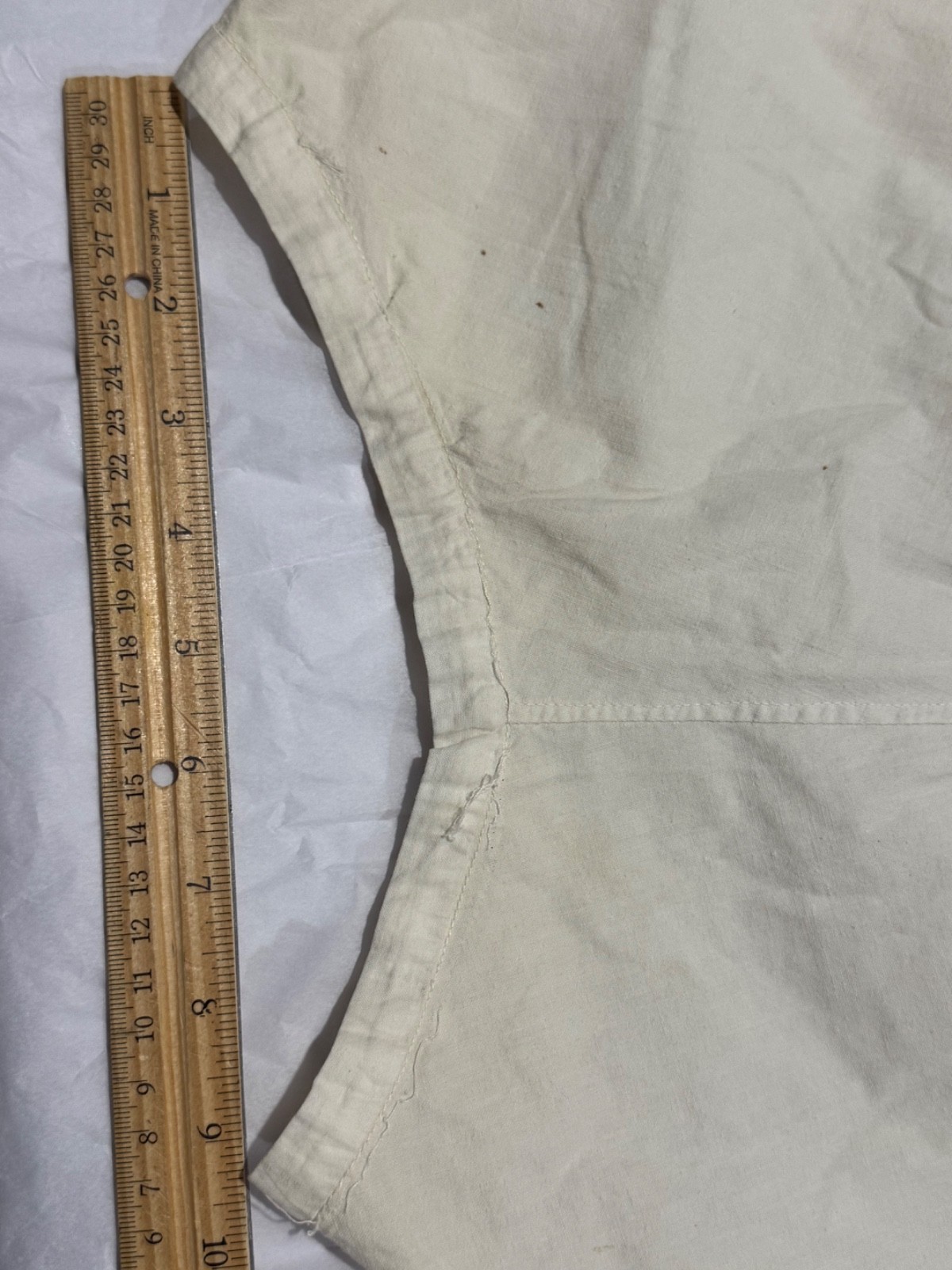 Antiq. FRENCH EDWARDIAN VICTORIAN WHITE COTTON PETTICOAT WITH LACE Trim Netted