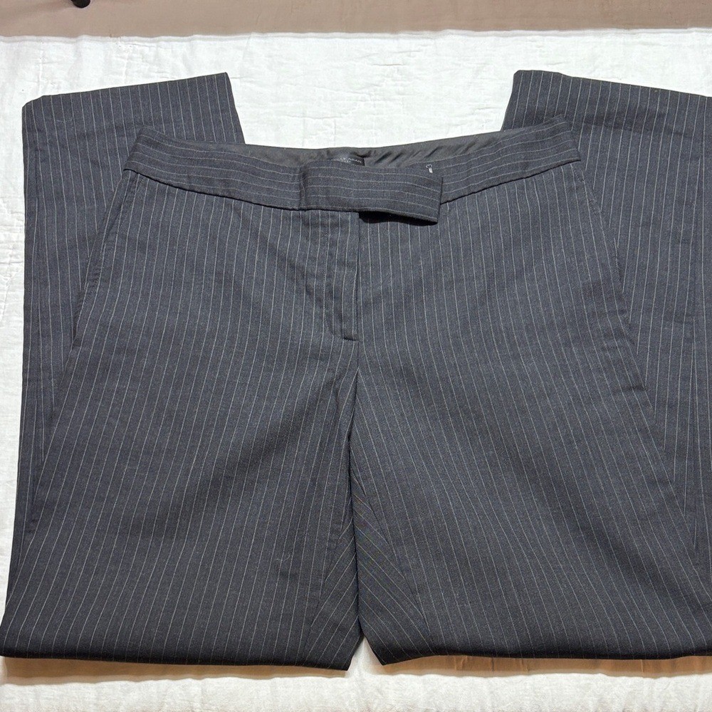 Vintage Donna Karan Trousers 12 Charcoal Grey Pinstripe Pants UNITE USA $695 NWT