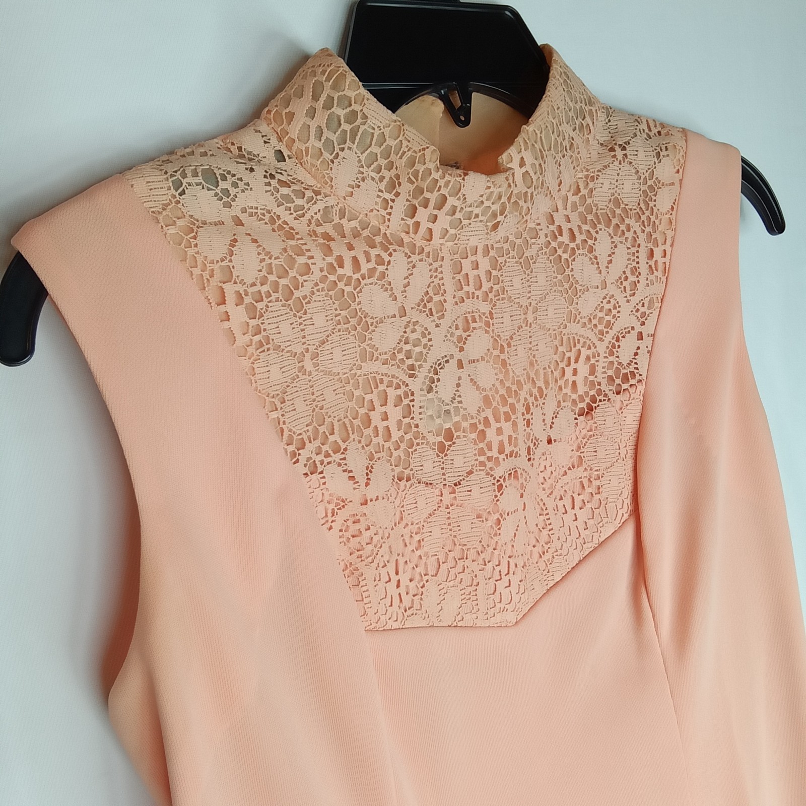 Vintage Miss Rubette Peach Floral Lace Long Robe Duster Jacket & Dress 1960s