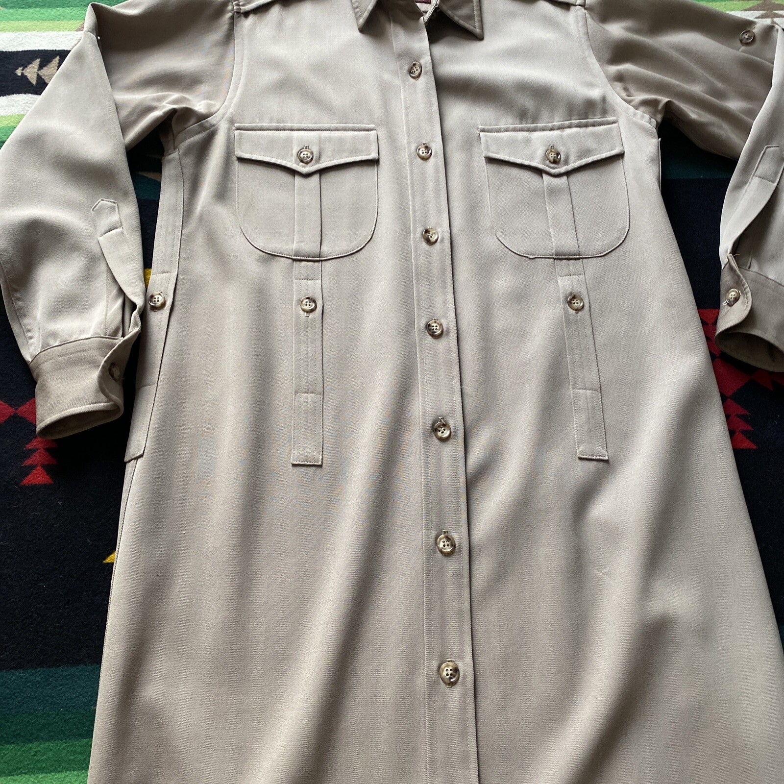 Willis & Geiger Outfitters Womens VTG Safari Khaki Trenc Serengeti Dress Sz 4-6