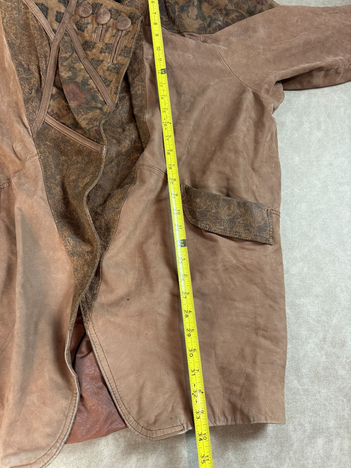 Vtg Adventure Bound By Wilsons Men Lined Collared Pockets Brown Leather Coat XL