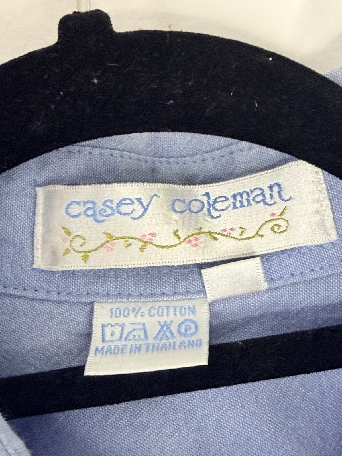 Vintage Casey Coleman Hot Air Balloon Embroidered Button Shirt Cotton Blue