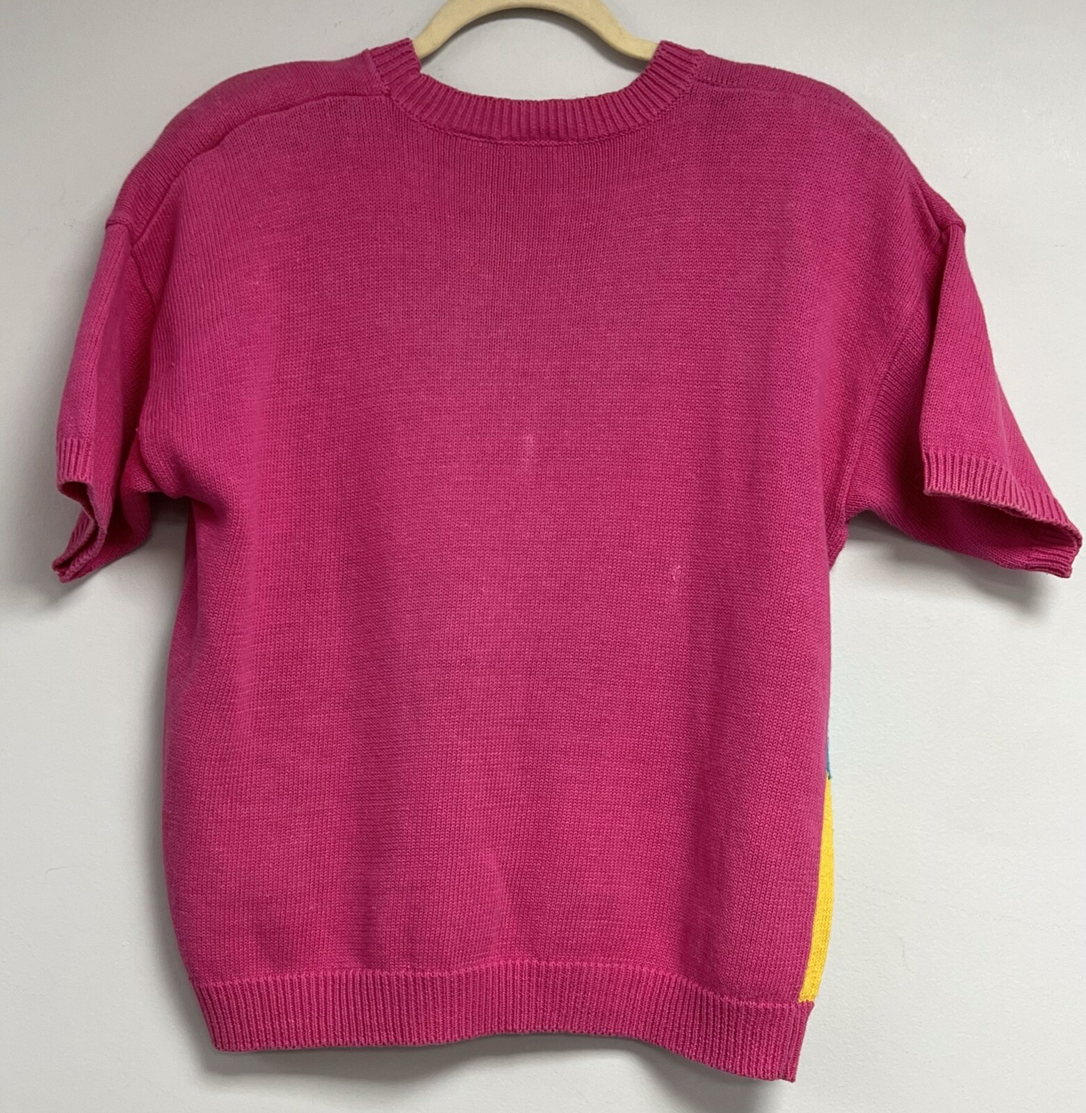 Vintage Suburbans Sweater Pink Size L Ocean Fish Sailboat Short Sleeve 1980’s