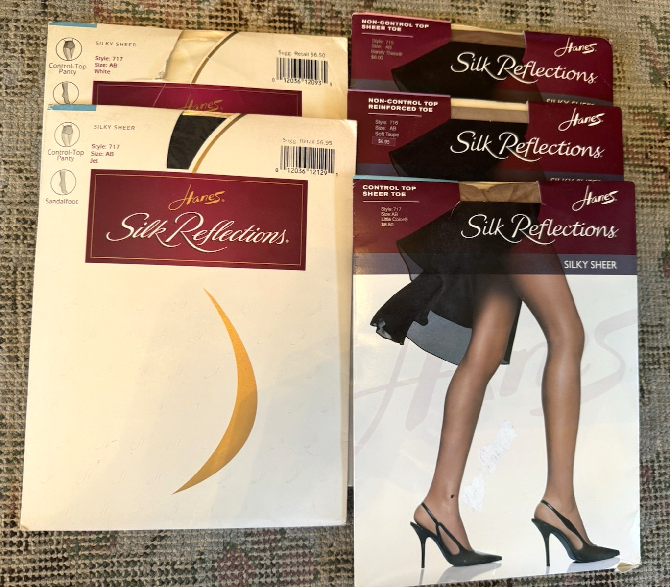 Lot 5 HANES AB Silk Reflection Pantyhose 717 715 716 Control Top taupe black wht