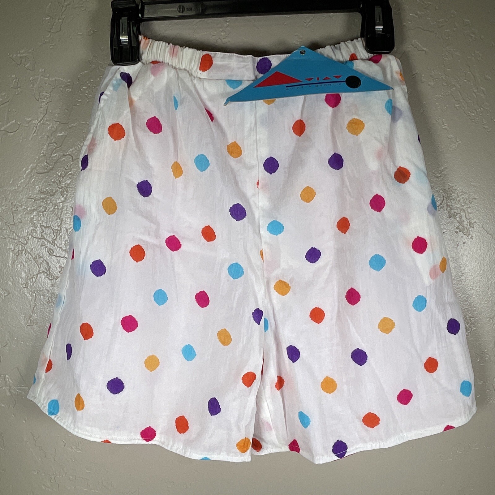 NEW Vintage 80s 90s AVIAT SPORTIF Pink Multi Color Polka Dot Reversible Shorts