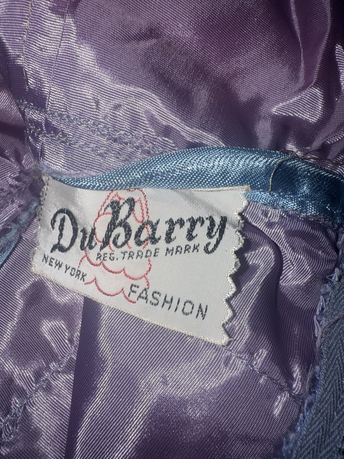 VTG DaBarry NYC Couture PurpleBlue Square Neck 50/60s Lace Cocktail Party Dress