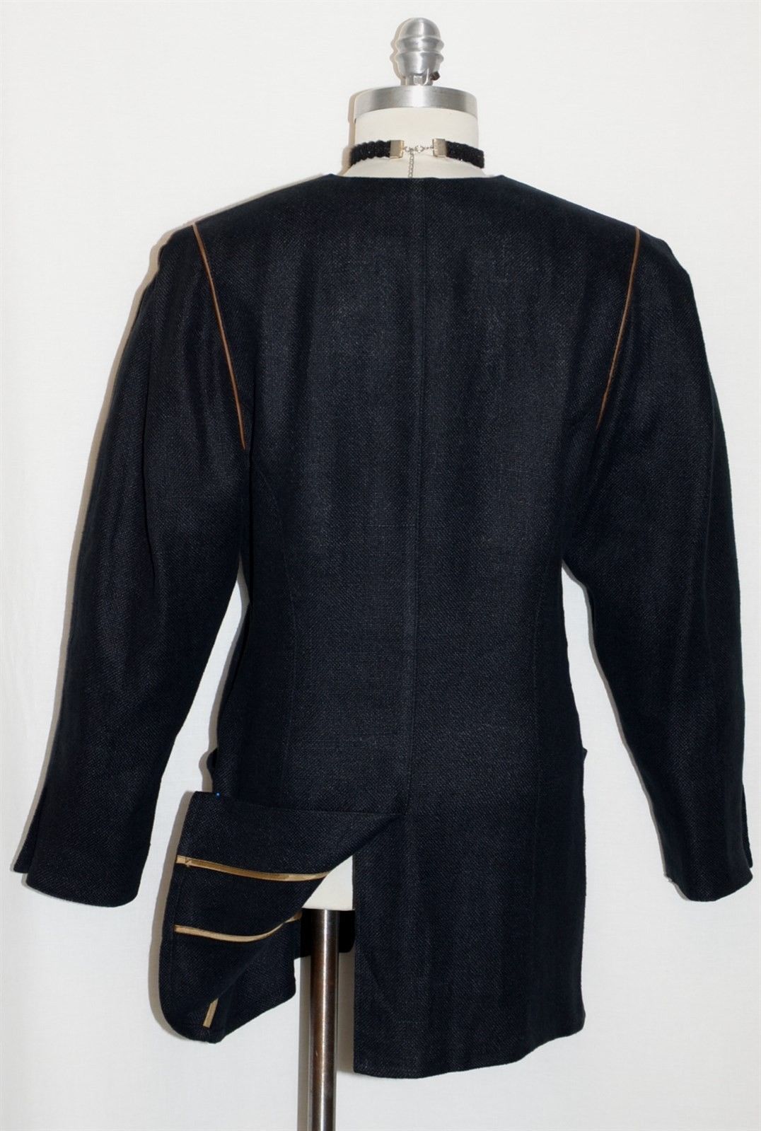 BLACK LINEN Women Austria Hunting Riding Tux Dress Suit Coat JACKET/Eu 40/10 M
