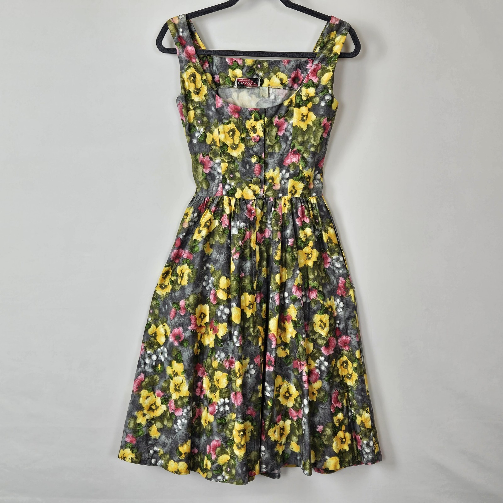 Vintage 1950s A David Crystal Floral Dress In Excellent Condition! Swing Pinup