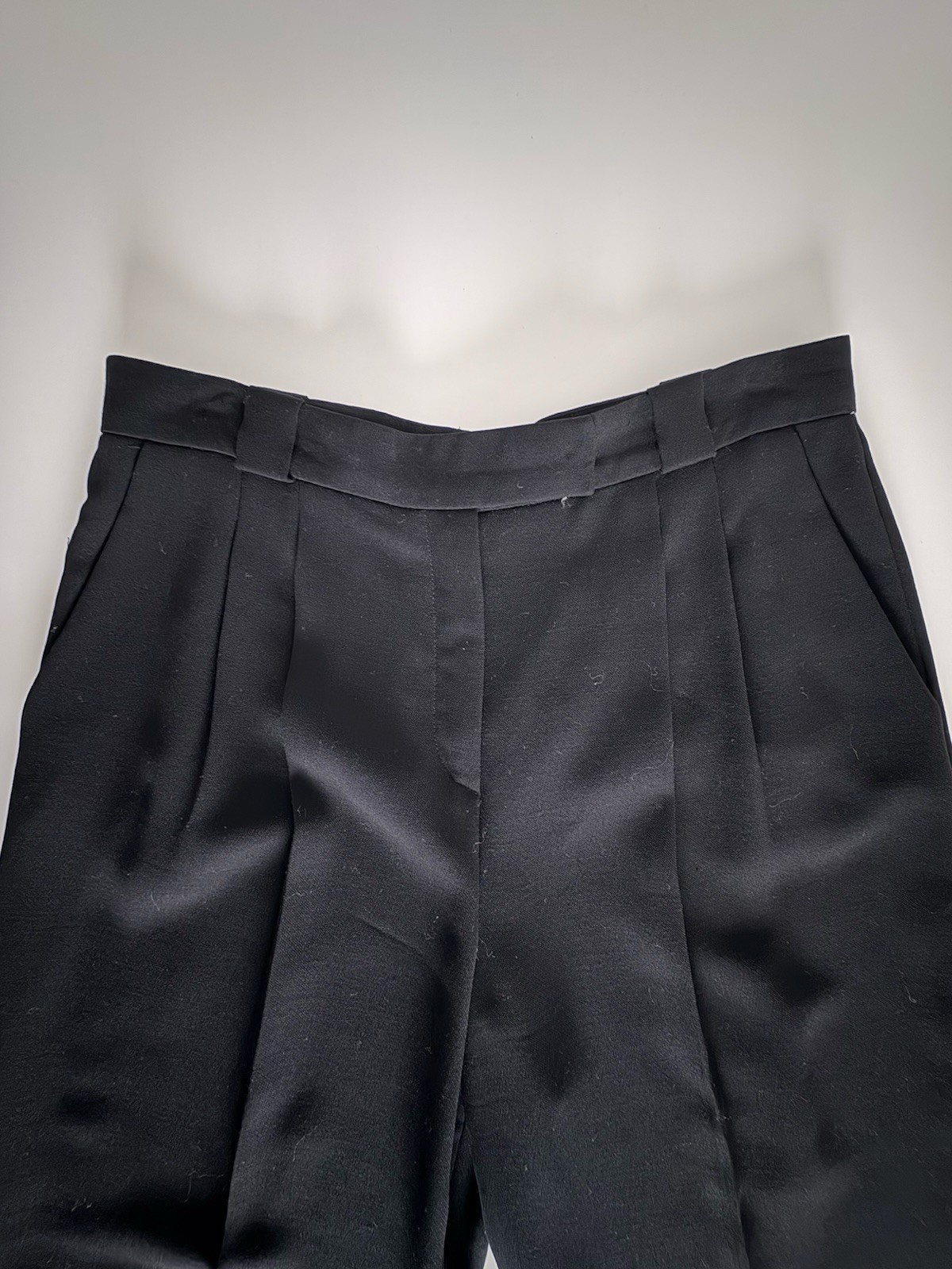 Vintage Escada Black Wool Pleated High Waist Trousers Pants Size 40 (US 12)