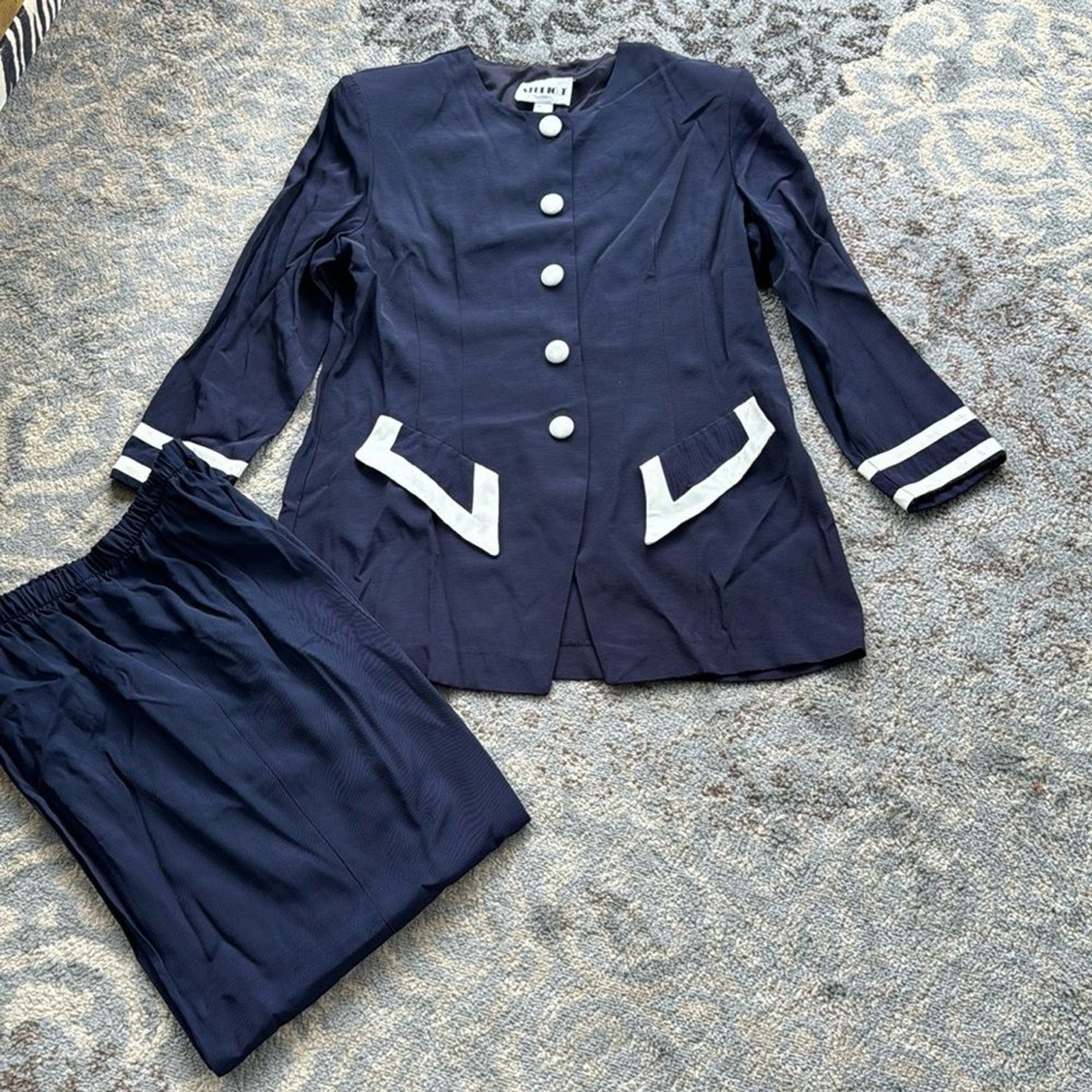 Vintage Studio I Nautical Blazer & Pants Set Navy White 16