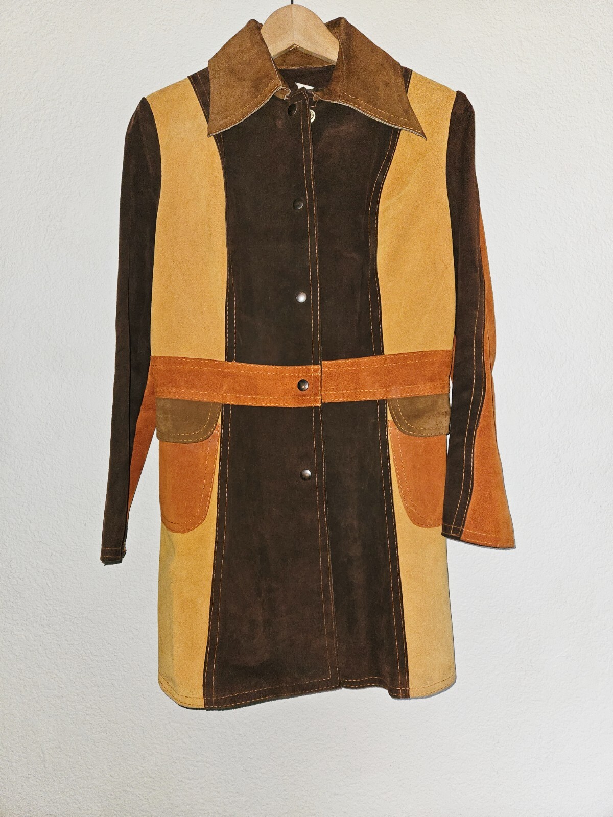 Vintage Gassy Jack Patchwork Suede Jacket Small Brown Orange Coat 70s Vancouver