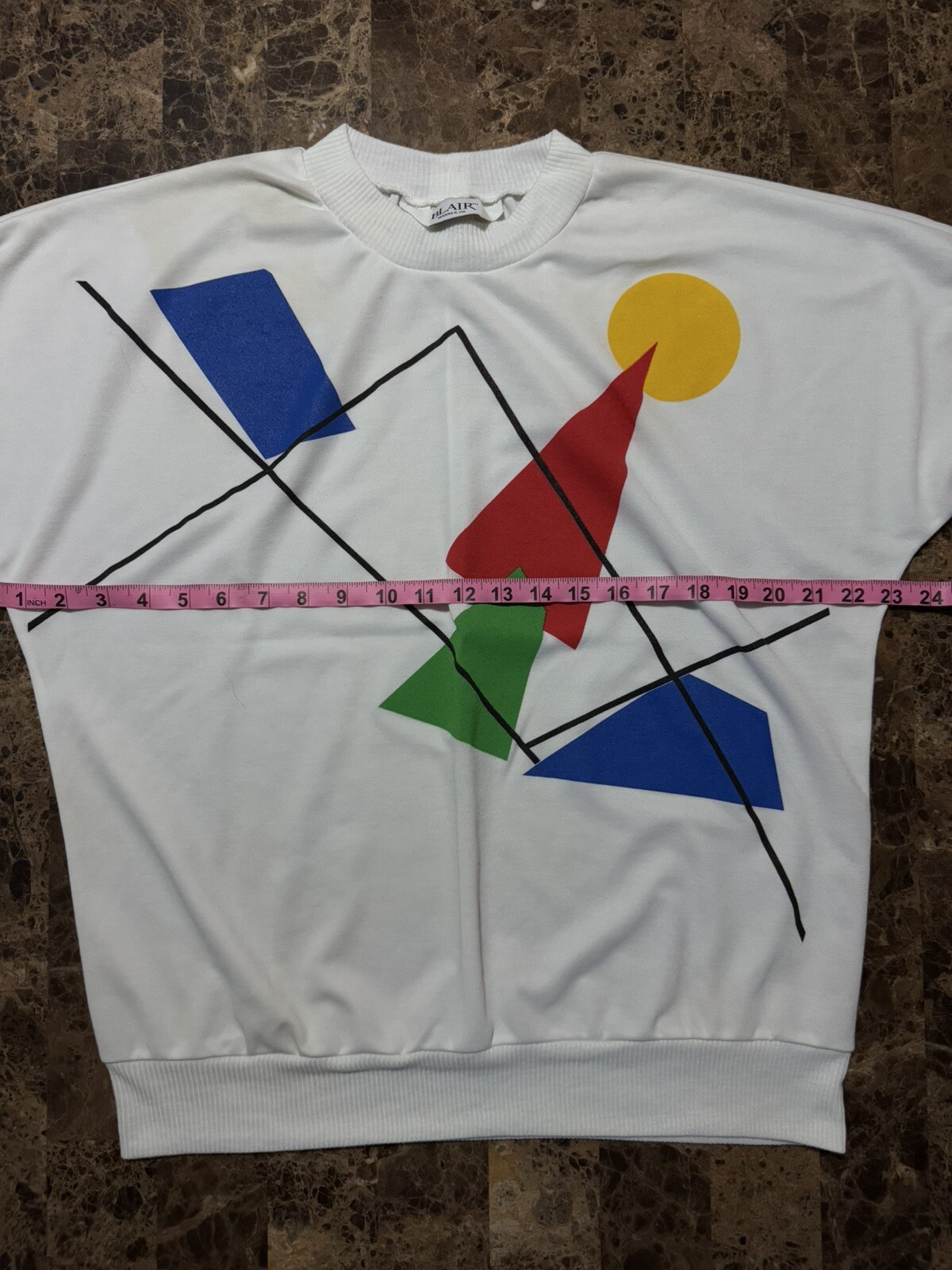 Vintage 80s 90s Abstract Geometric Primary Colors Top Size 20
