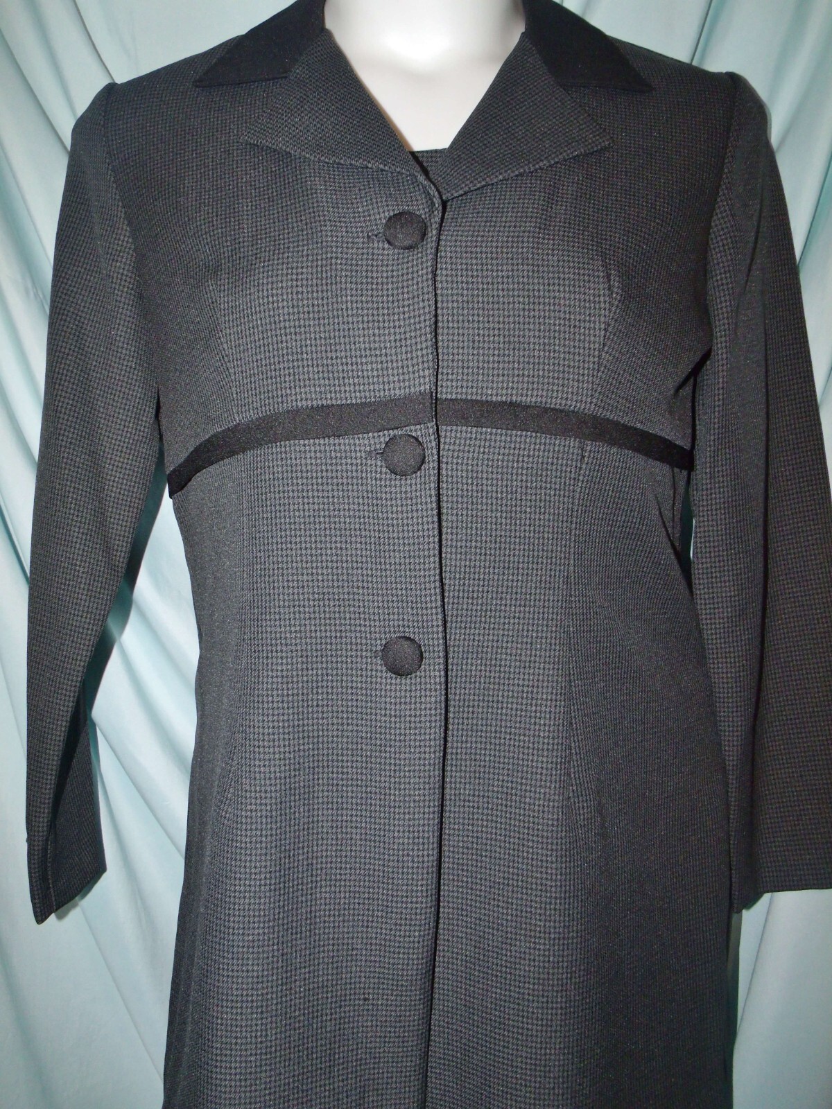 Lisa Jo Dark Gray Houndstooth Polyester Dress Suit Juniors Size 13/14 VTG 90s