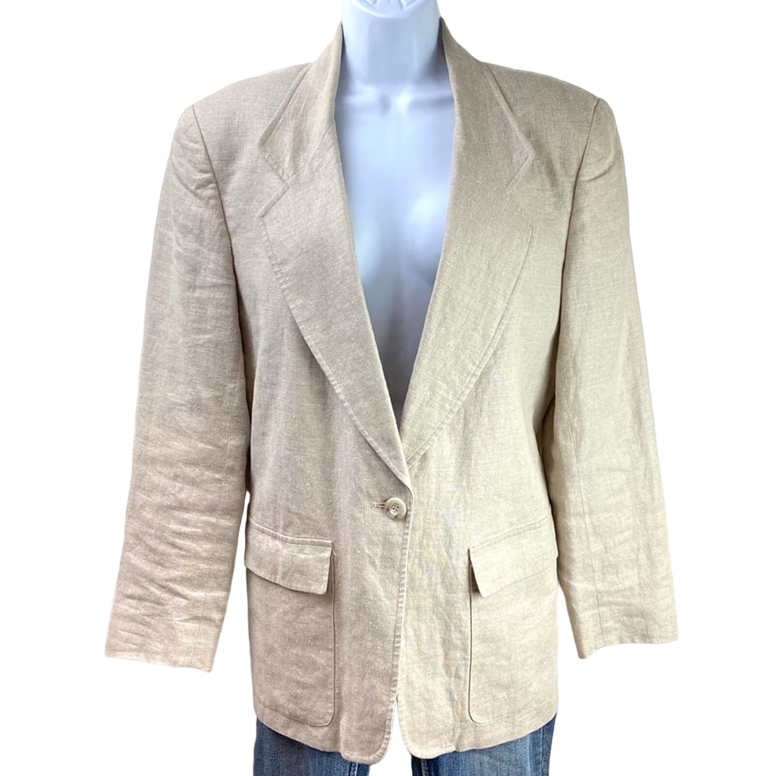 Vintage 90’s Linen Blazer Liz Claiborne Collection 12 Made in USA