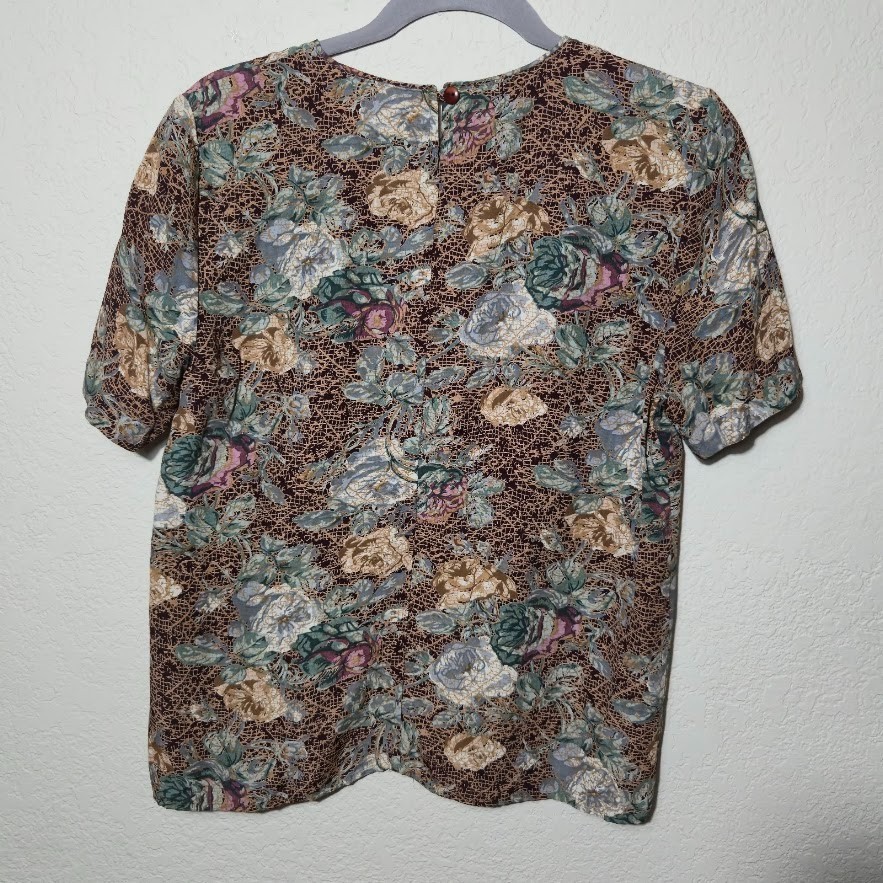 Vintage 90s Essay Sharon Anthony Floral Blouse Dark Academia Whimsigoth Petite 4