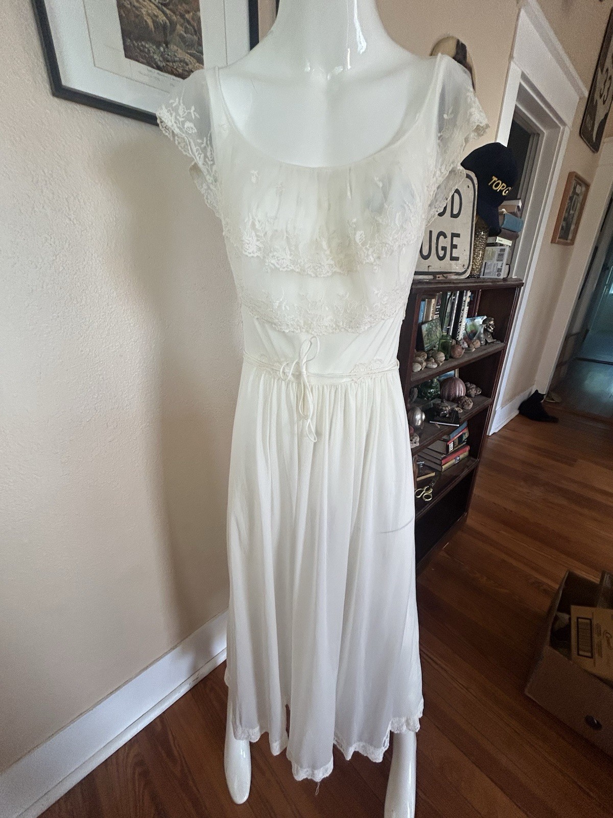Vtg 1950’s Vanity Fair Southern Belle Lace/ Tricot Nylon 2pc Peignor Set 32