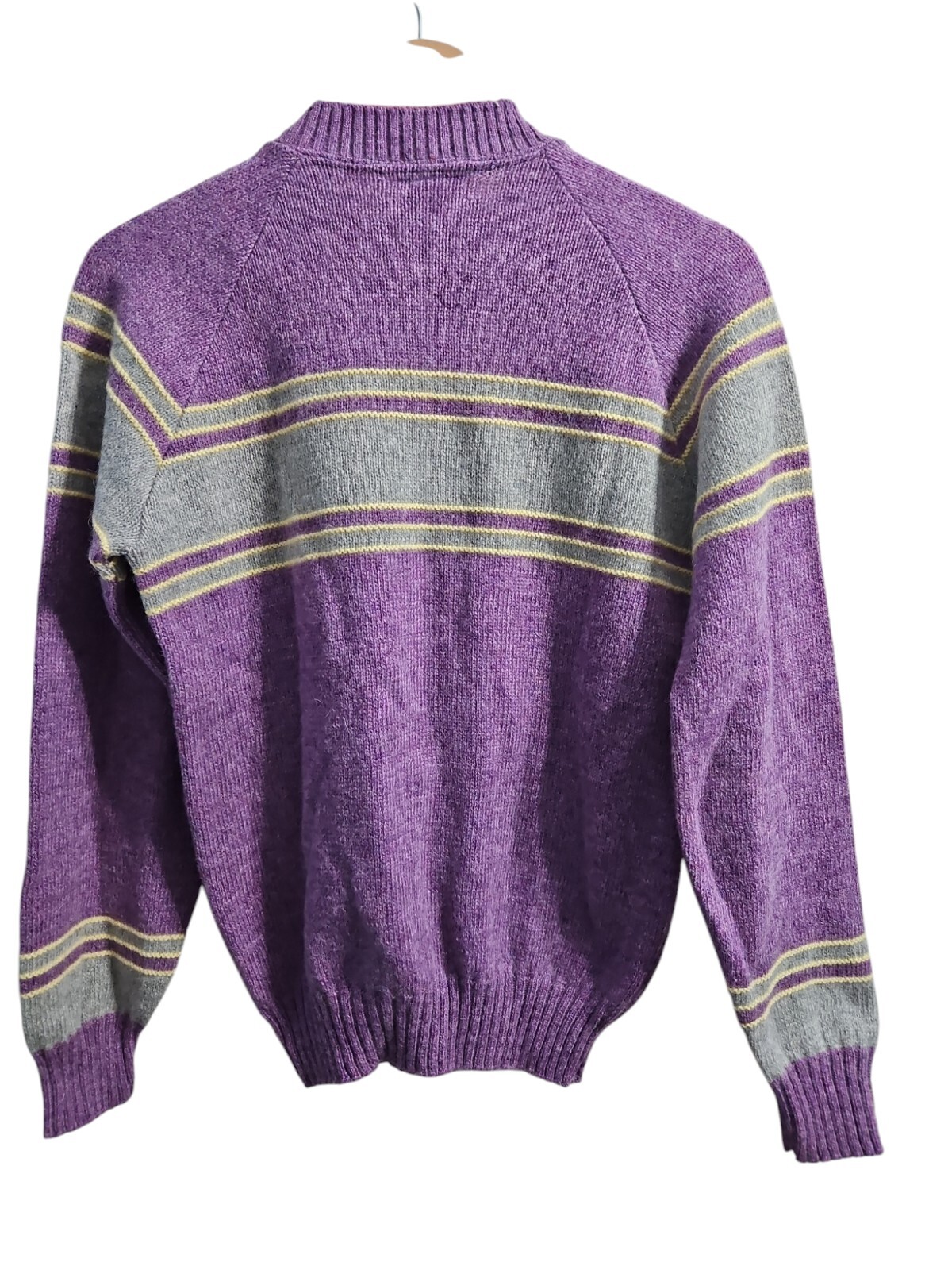 VTG NOS 70s Prego II Preppy Purple Shetland Wool Blend Pullover Sweater Large