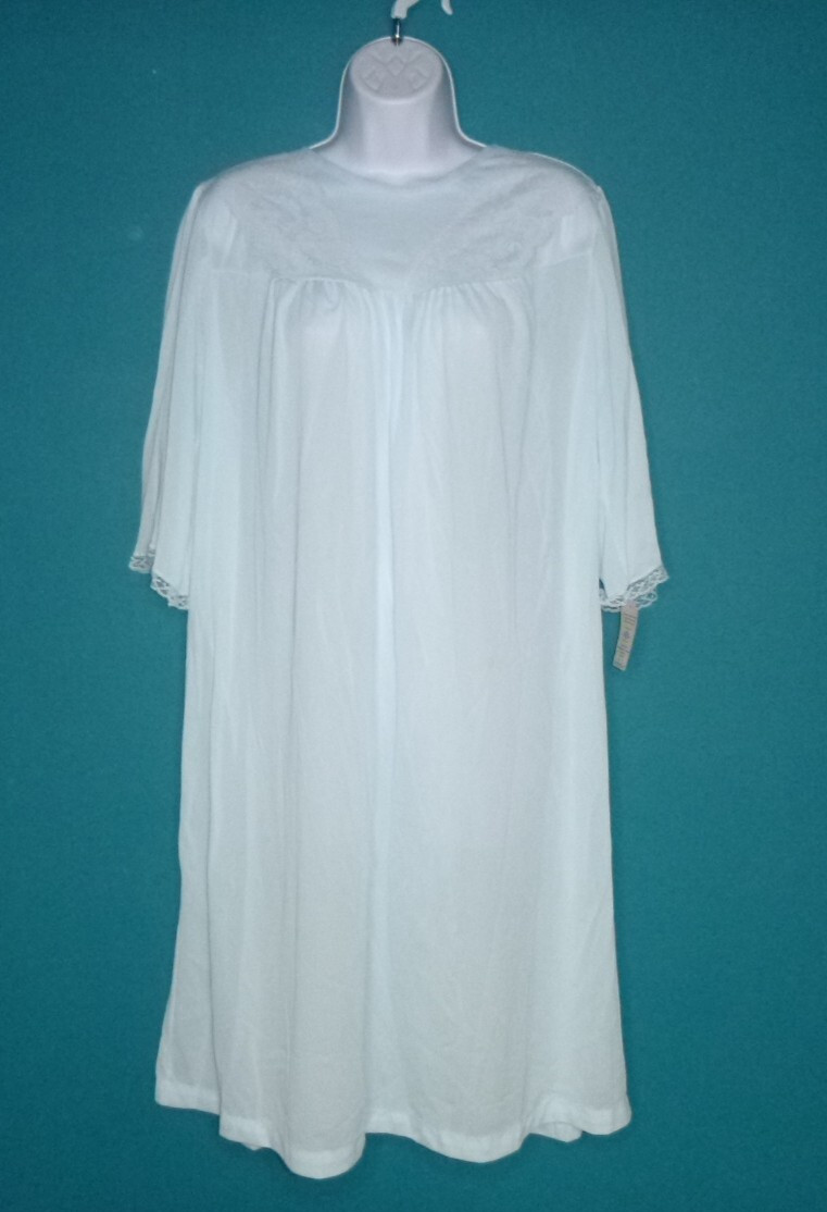 NWT Vtg Nancy King 100% Antron Nylon Hospital Nightgown Lace Trim Adaptive Sz L
