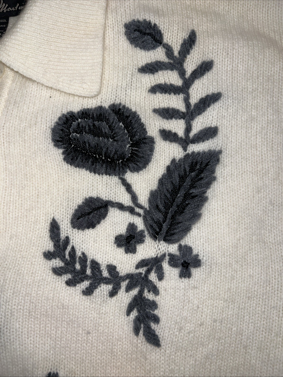 Floral Sweater Embroidery Lambswool Angora Rabbit Hair( L )Richard Martin