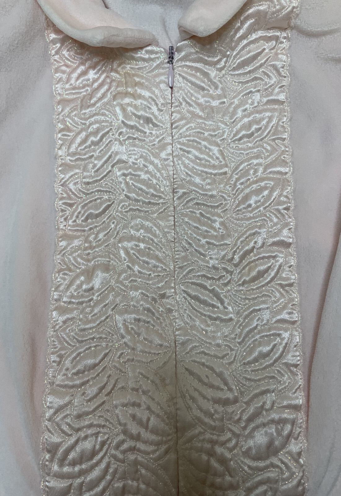 Vintage Saks Fifth Avenue Pink Velour Long Robe SP Petite Diamond Tea Gown Hole