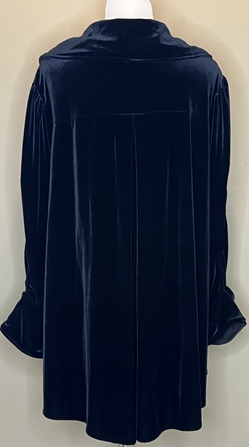 Vtg 90s Black Velvet Cape Jacket Cinched Sleeve Sz L Button Stretch Goth Evening