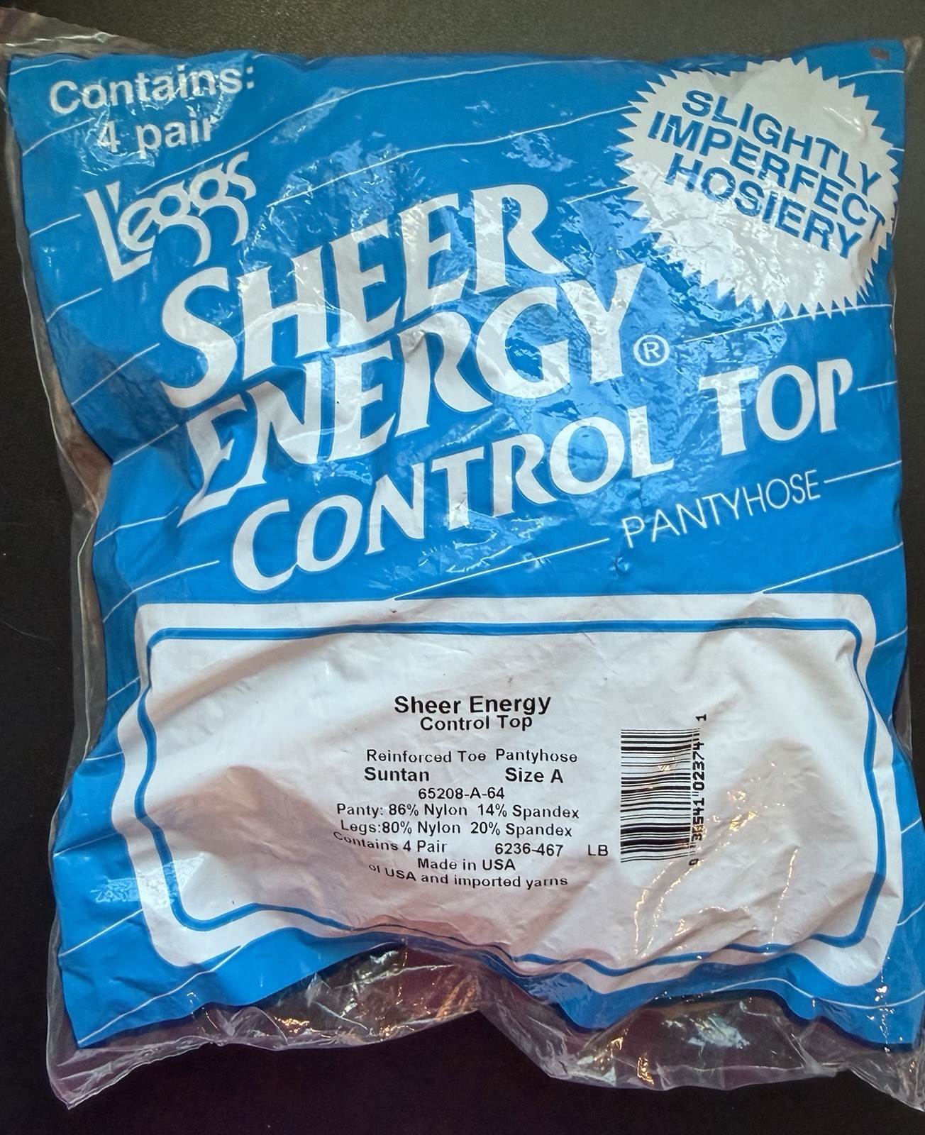 L’eggs Sheer Energy Control Top Slightly Imperfect Hosiery 4 Pair VTG Size A NIP