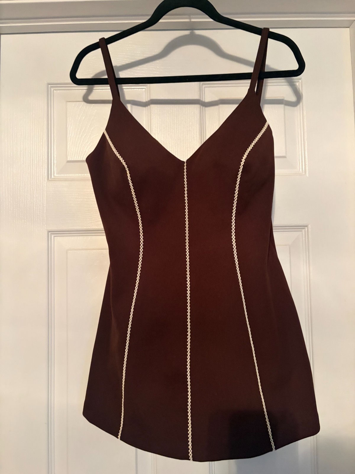 Vintage Cole of California Swim Dress Brown White Trim Size 18 (modern 8-10)