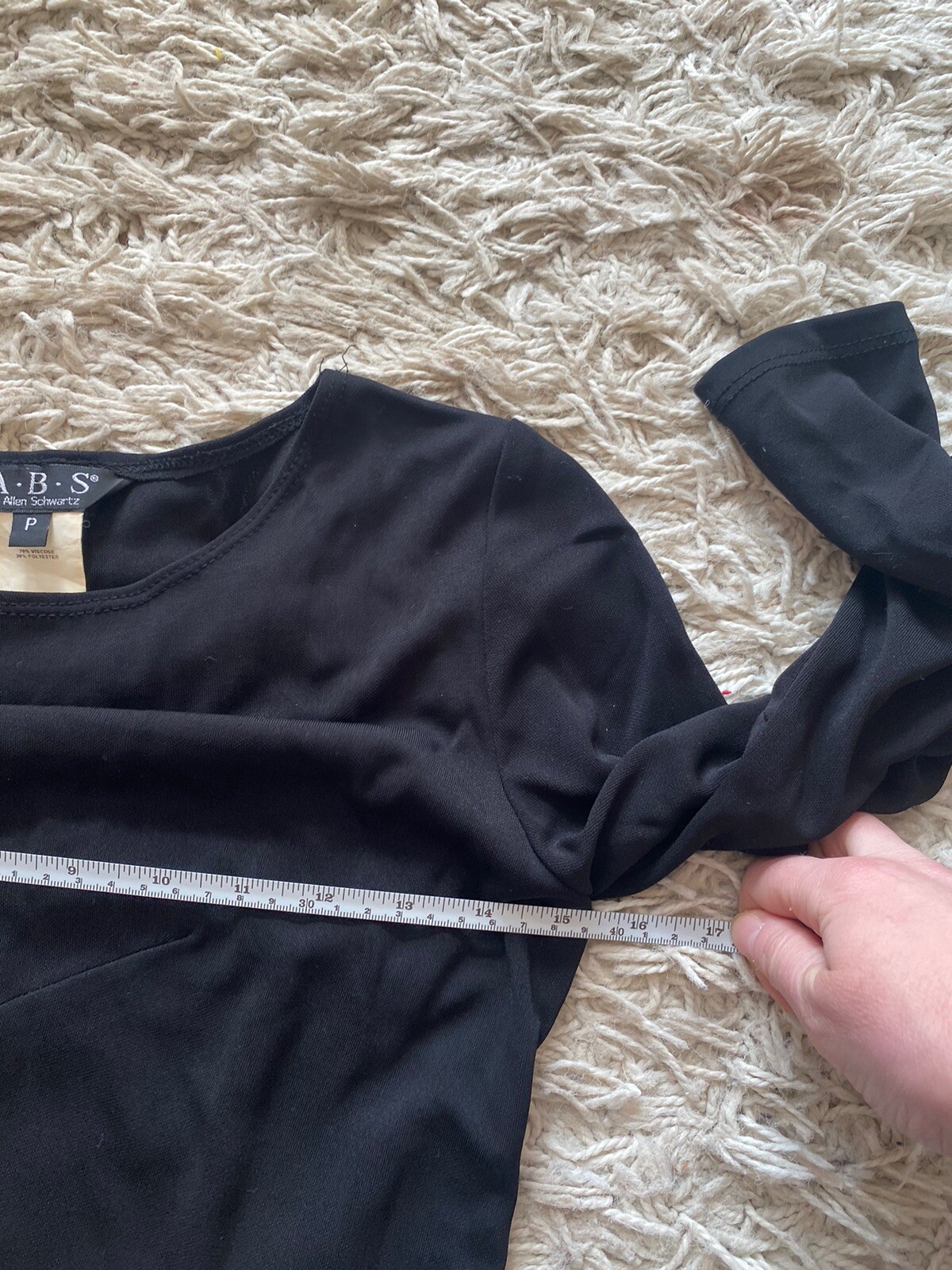 Vintage A.B.S. By Allen Schwartz Dress Black A-Line Small Mid Length Swing
