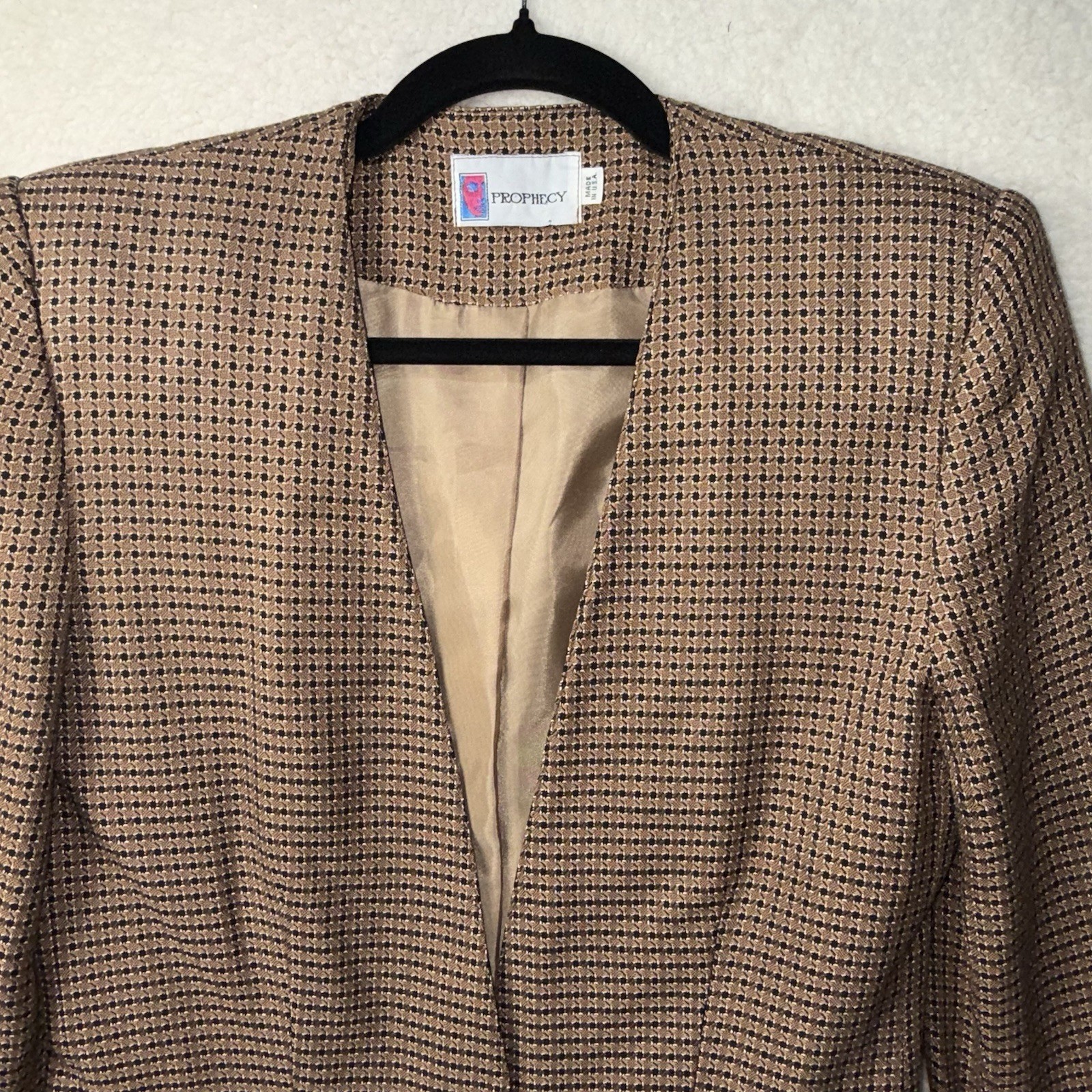 Vintage 80’s Prophecy Houndstooth Blazer Fit Size Medium Academic Retro Preppy
