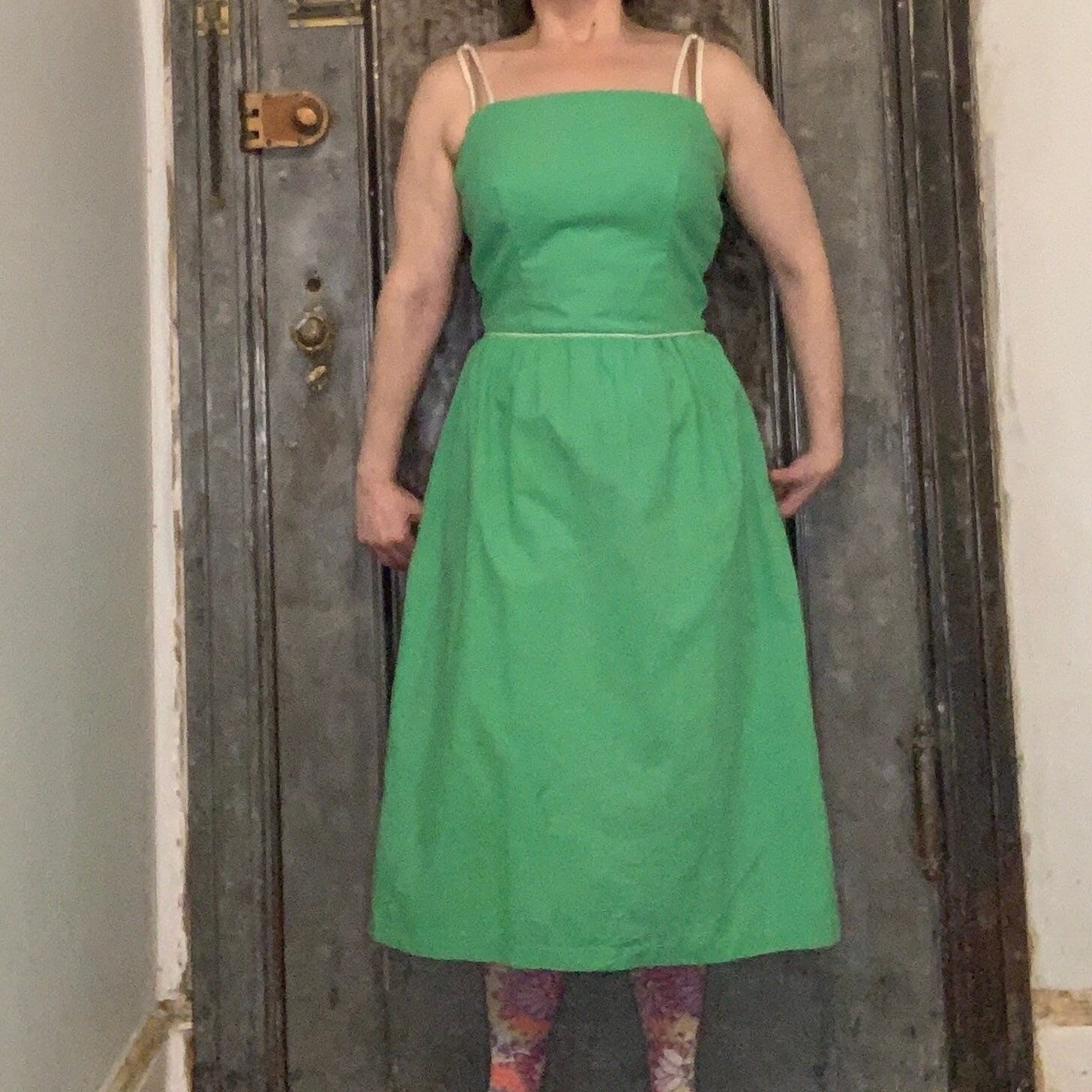 Small Medium Vintage 60s 70s sleeveless criss cross spaghetti strap fit and fla
