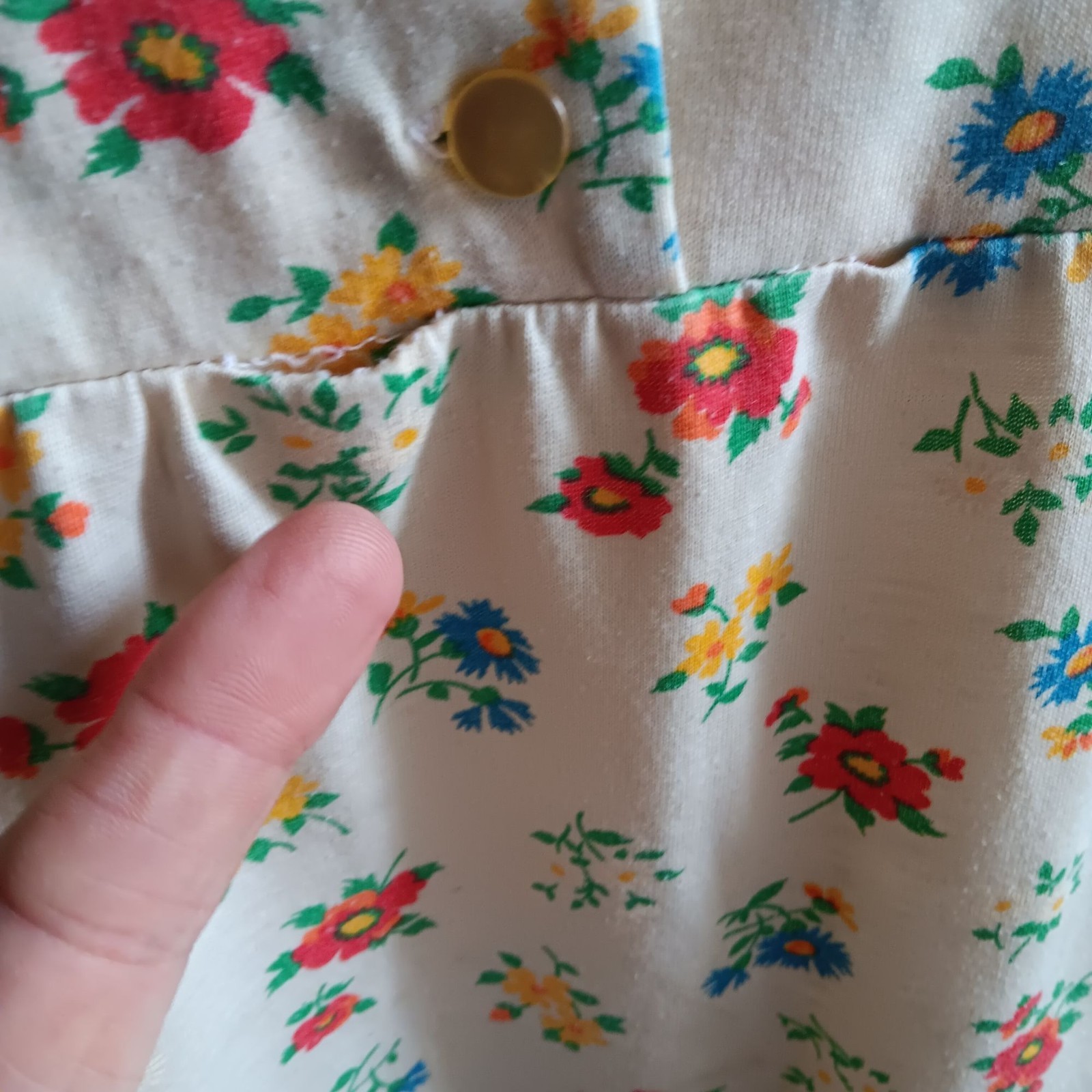 Womens Medium Vtg 70’s Peasant Top Blouse Floral Button-Down Hippie Groovy Mom