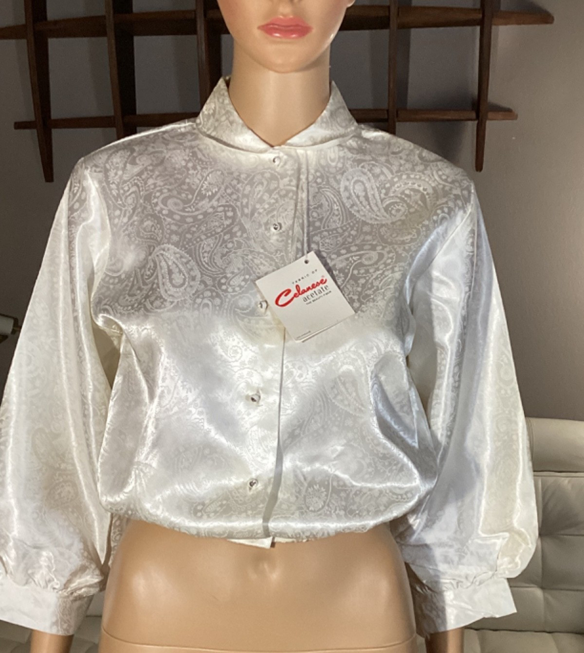 Vintage 1950’s Diana Exclusive Acetate Deadstock NOS Paisly Blouse Sz 34