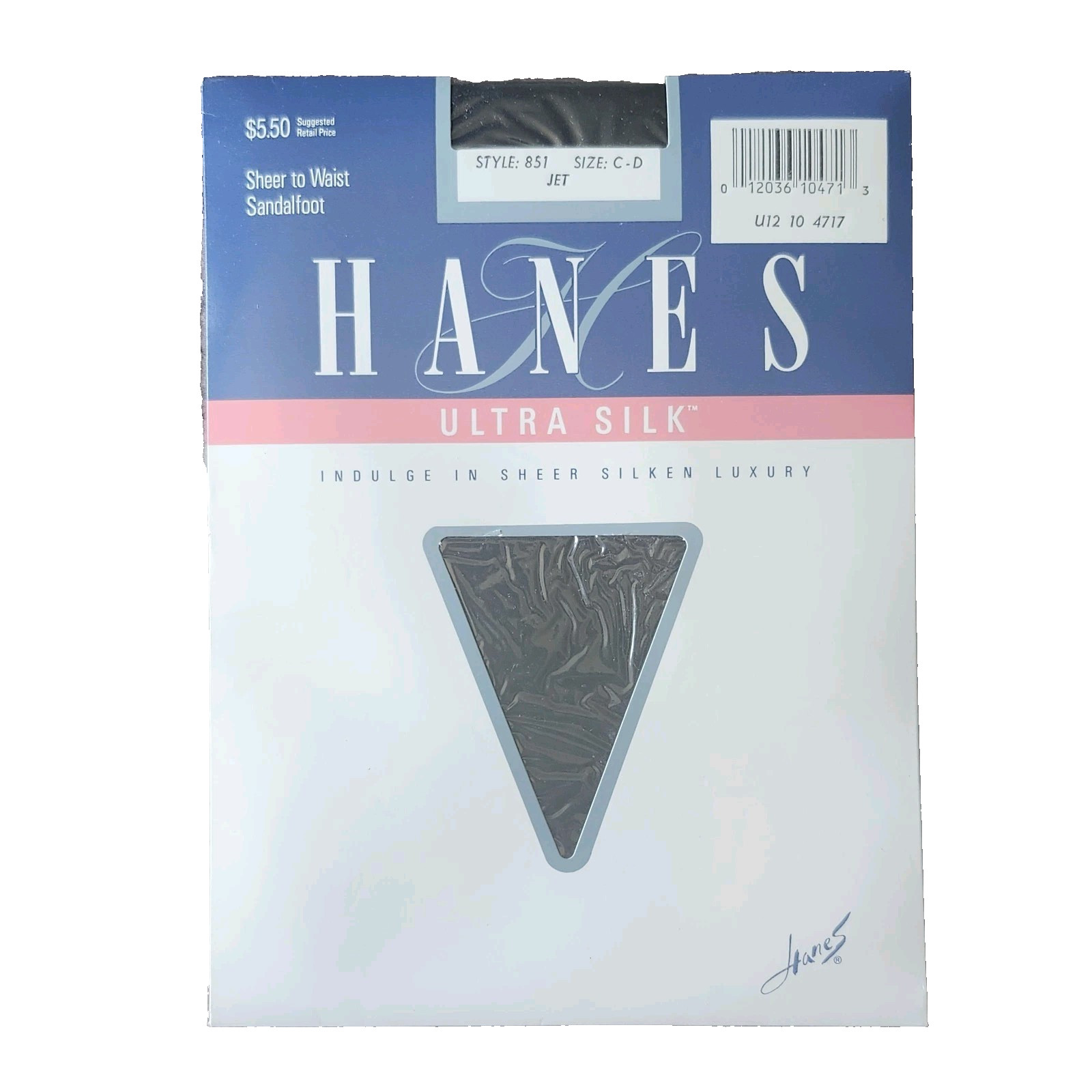 Vtg Hanes Ultra Silk Pantyhose Jet Style 851 Sz C-D Sheer to Waist