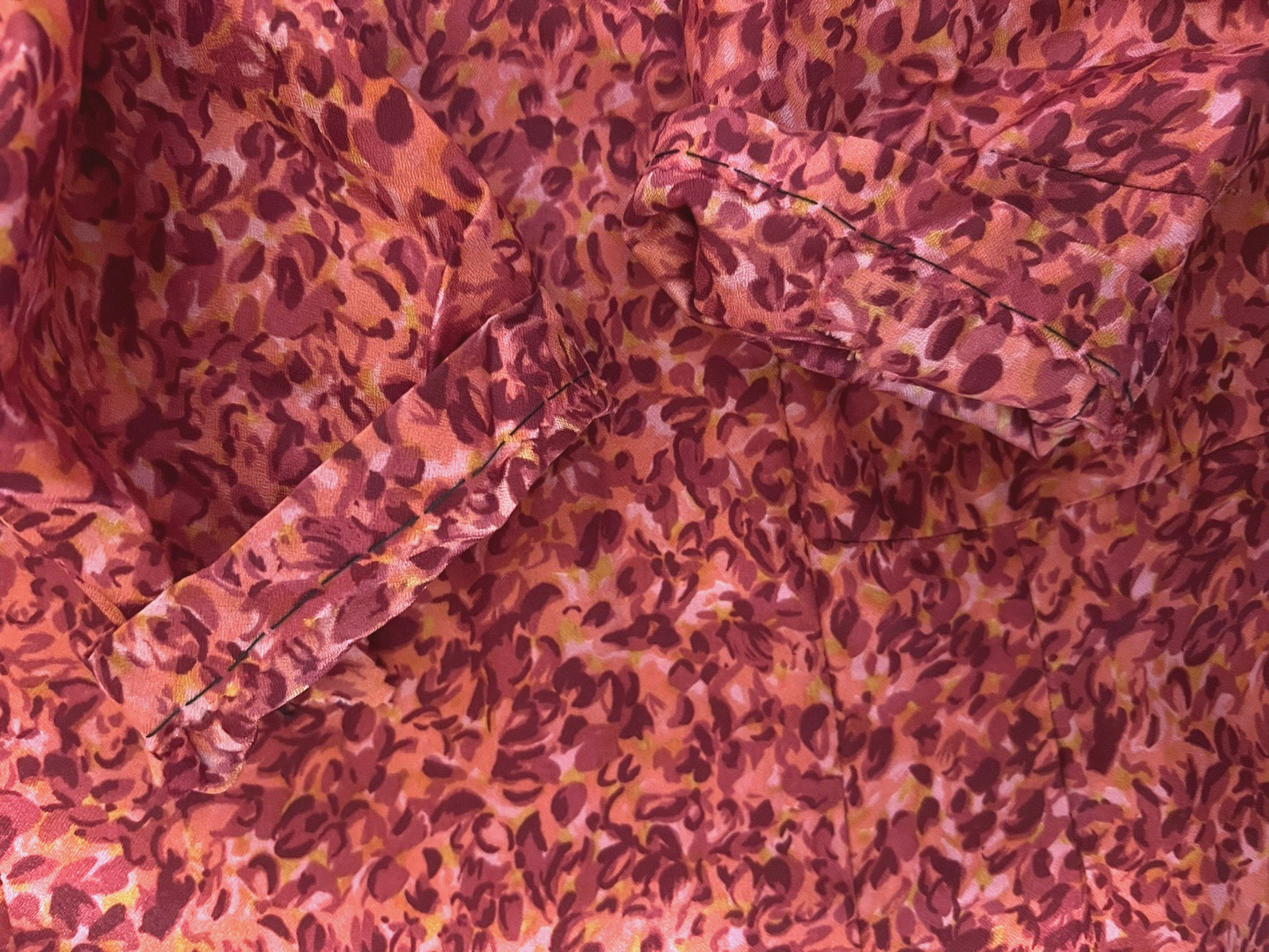 Vintage 1960s Dress Colorful Pink Abstract Floral Mod Drop Waist Bow Rhinestone