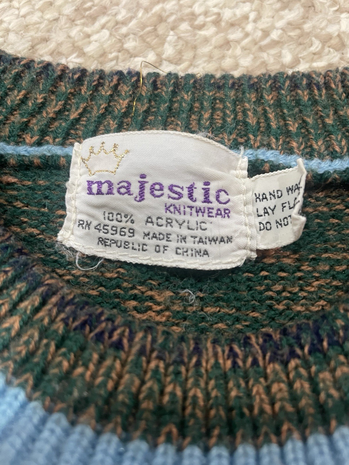 Majestic Knitwear 60s 70s S/M Decorative Abstract Acrylic Sweater