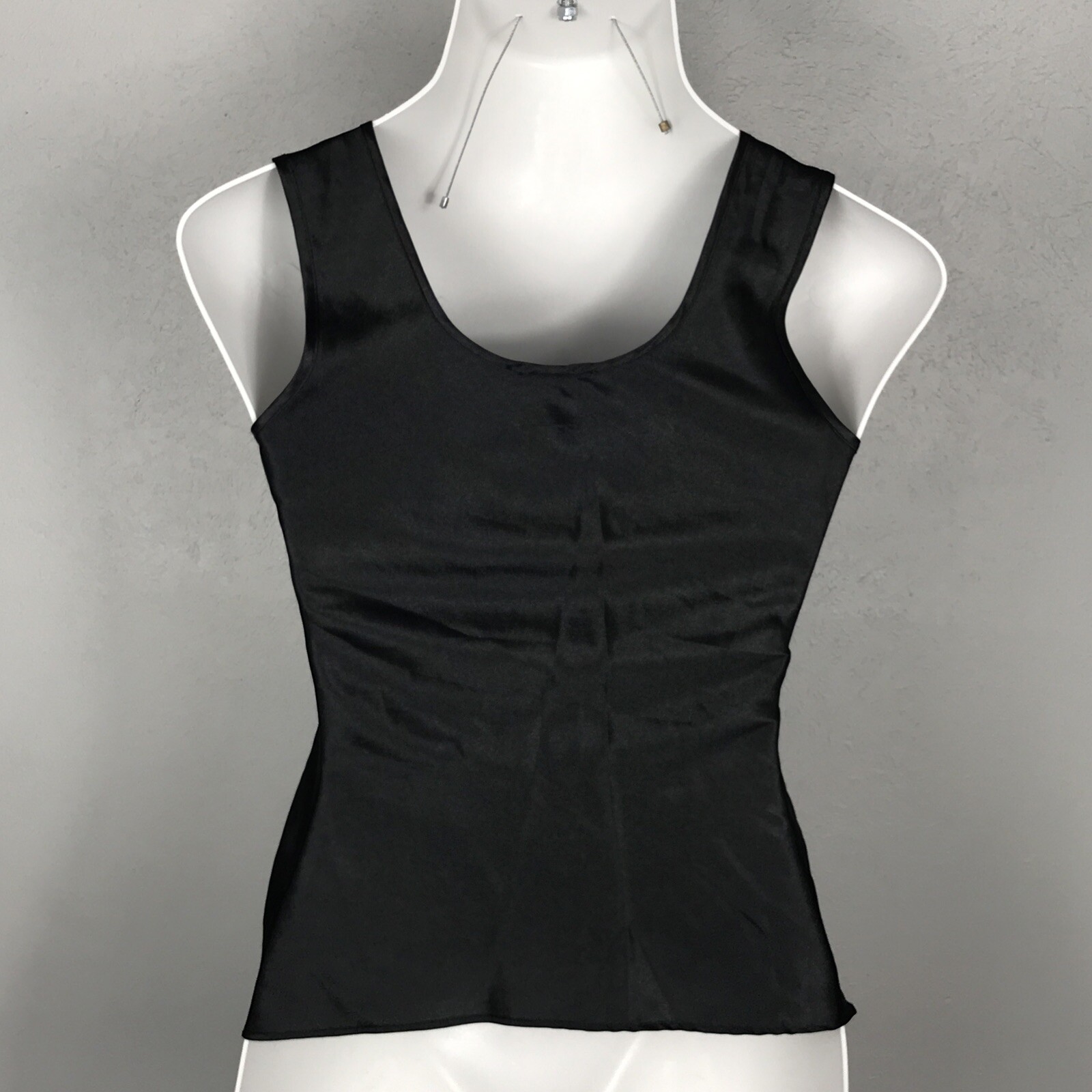 Bay Studio Slip Shirt Top ~ Sz S ~ Black ~ Sleeveless ~ Lace Trim