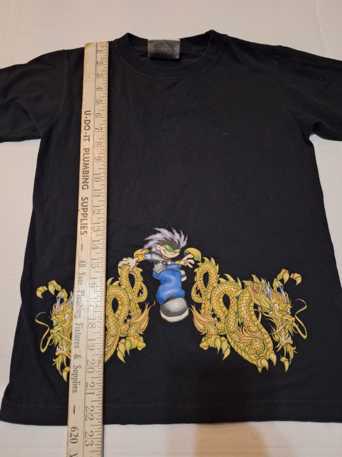 VTG Rare Flamehead Jnco Dragon Double side Skater Girl shirt Jr small