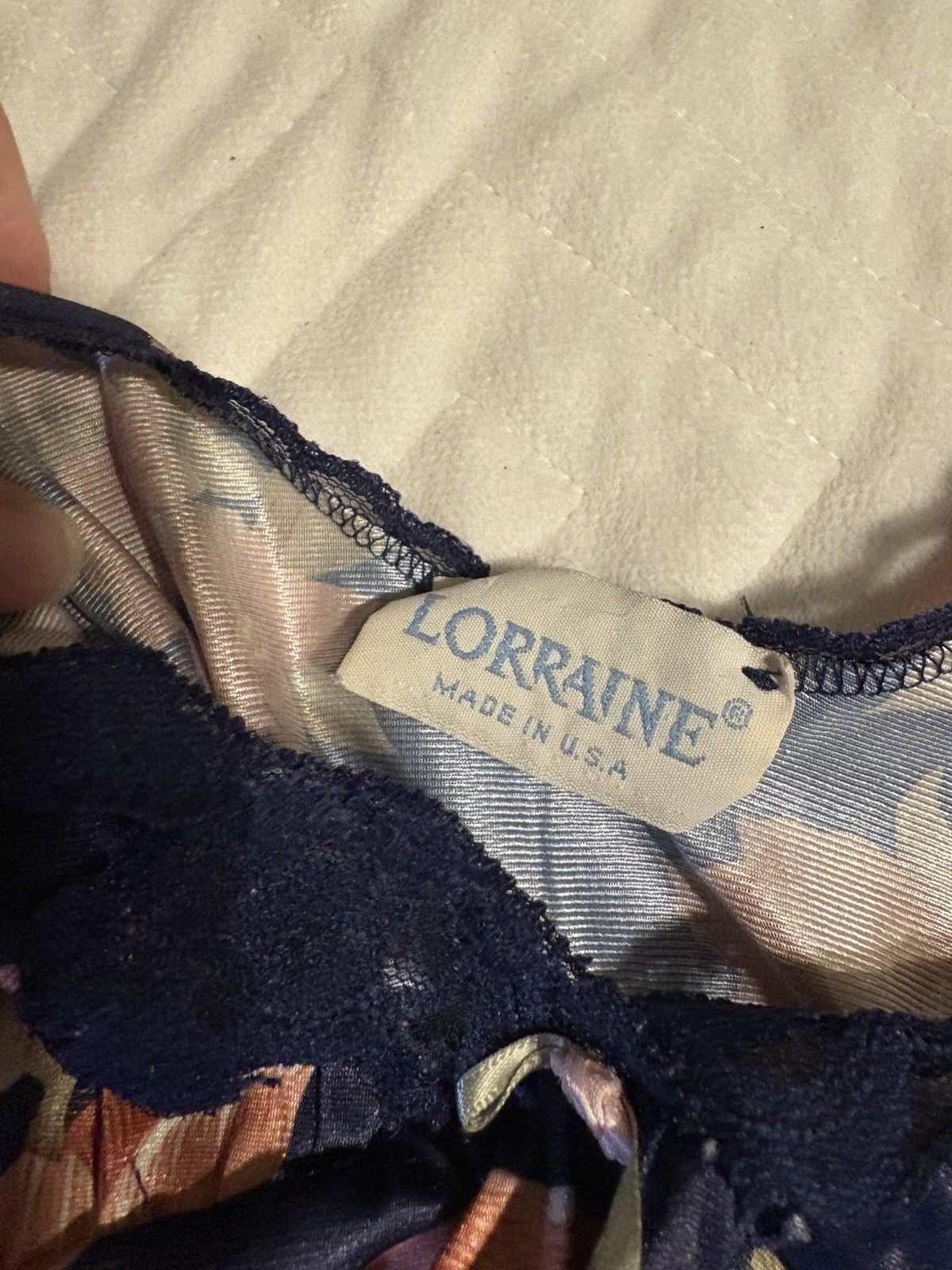 VTG Sexy 70s Lorraine Womens S Nylon Nightgown Retro Floral Blue Long Slip Dress