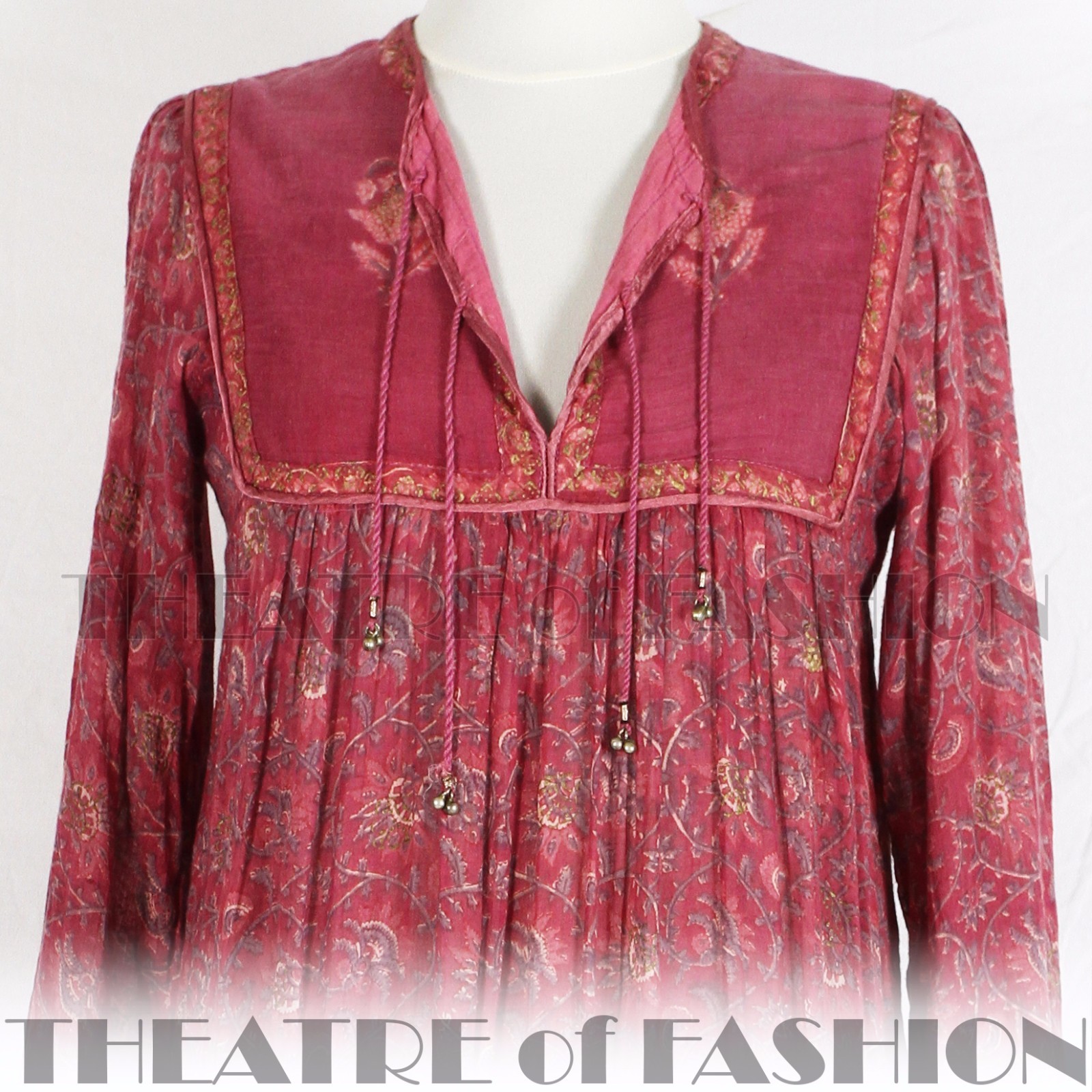 DRESS INDIAN PHOOL VINTAGE 70s WEDDING 6 8 10 12 14 60s HIPPY BOHO GAUZE GODDESS
