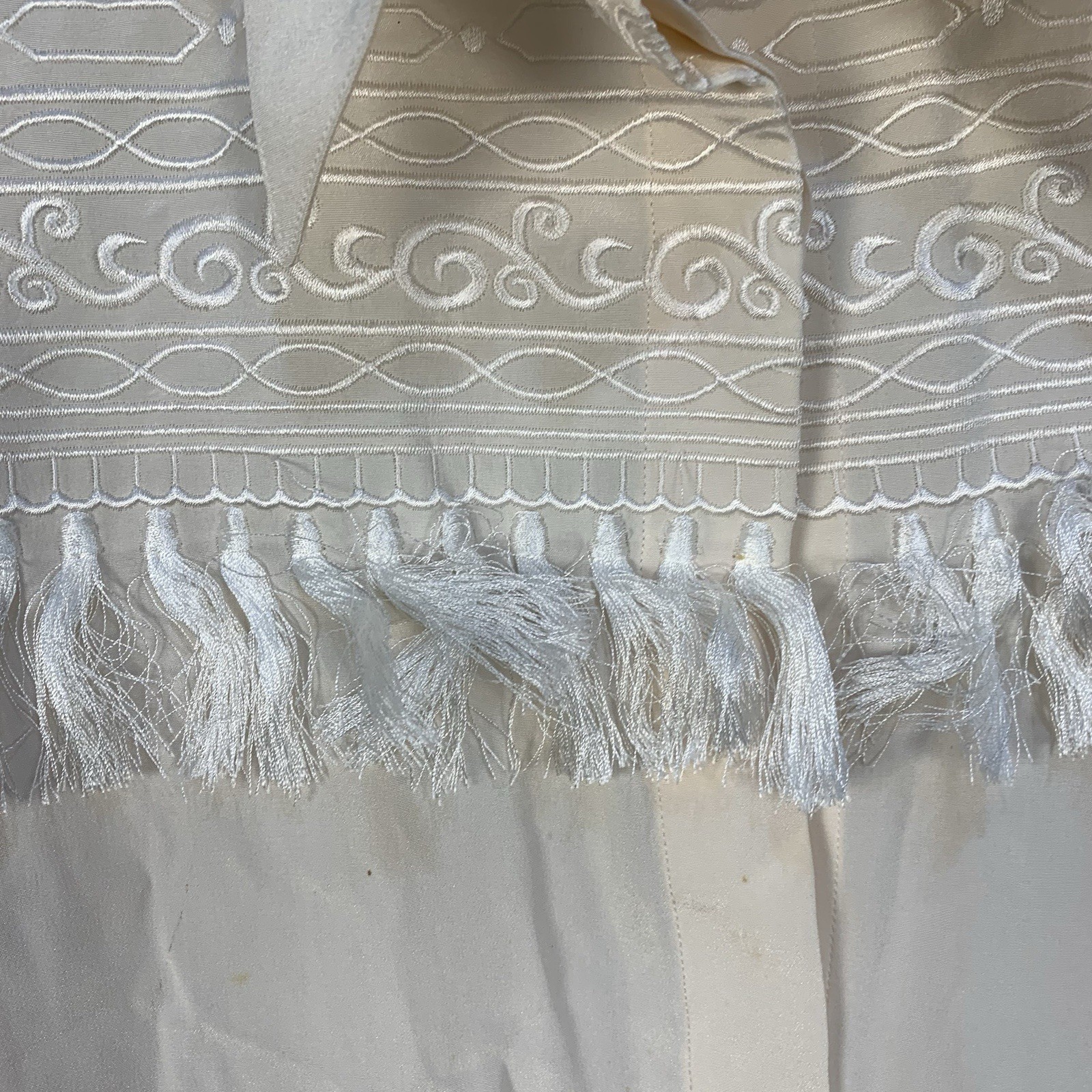VTG Francesca of Damon 100% Silk Embroidered Tassel Country Western Blouse 14