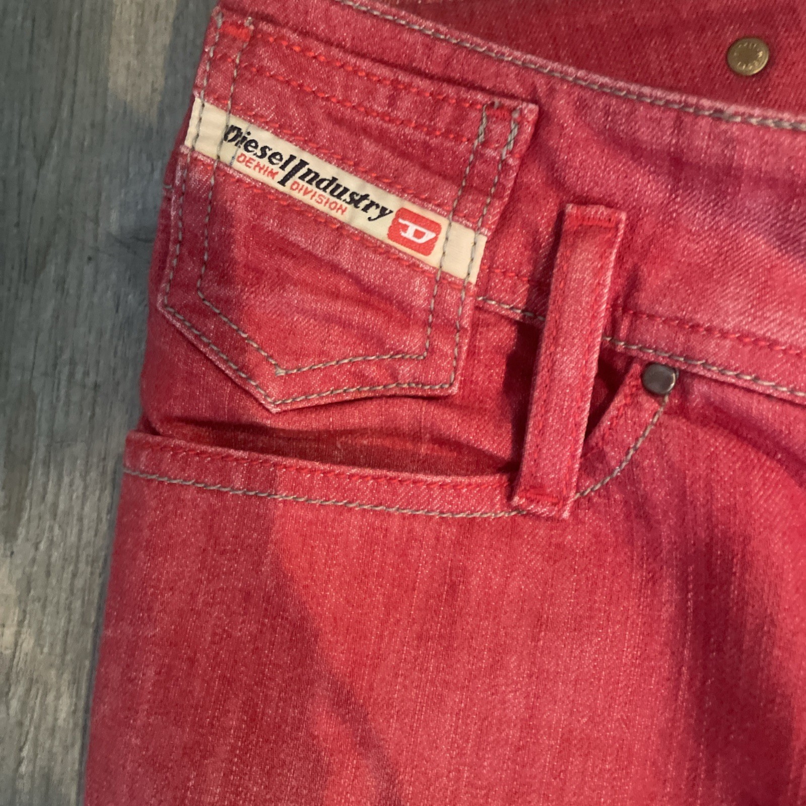 Vintage Diesel Red Faded Skinny Jeans Made In Italy Size 27