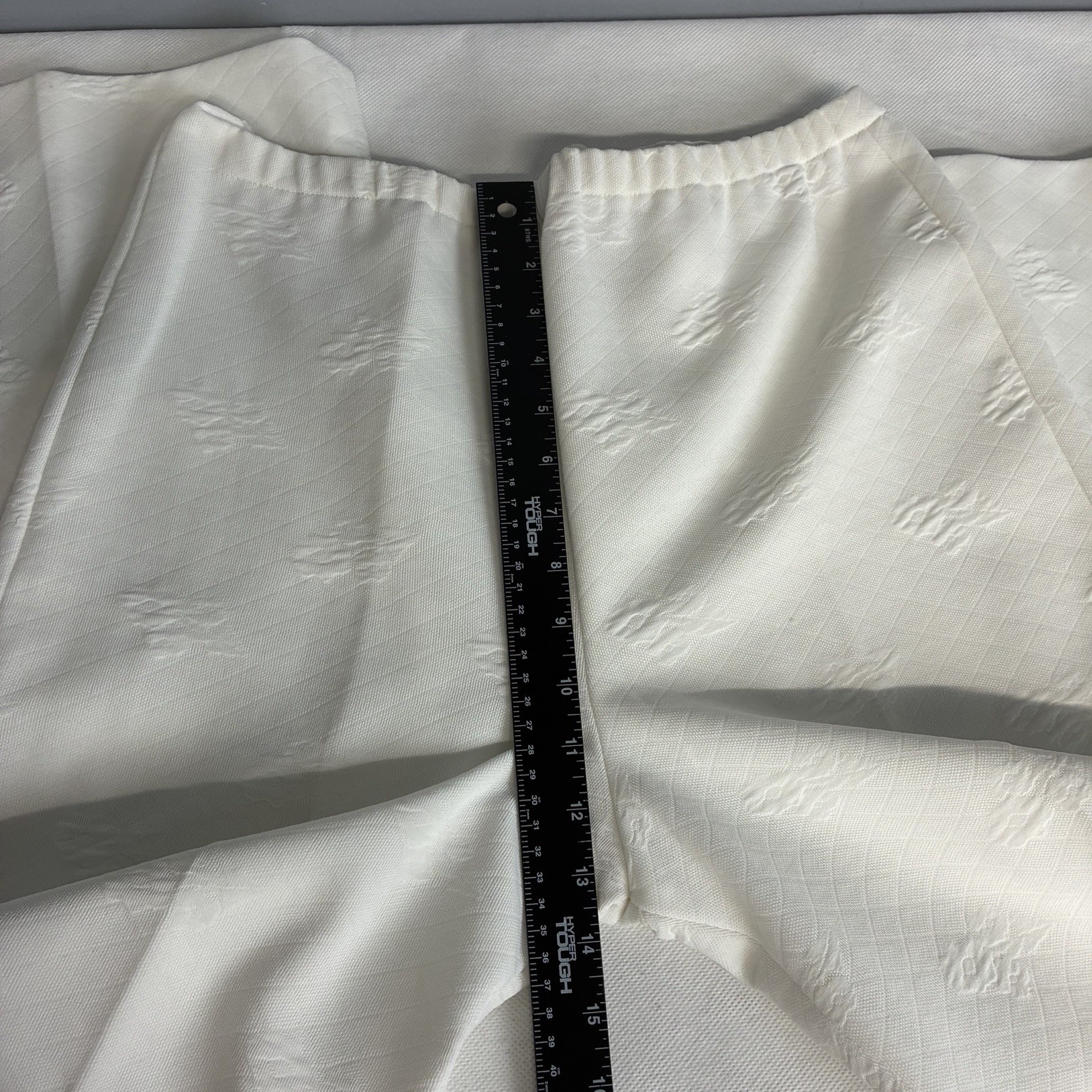 Vtg 60s 70s Bleeker Street Women Pant Set Sz 16 M/L White Textured Wide Leg Mod