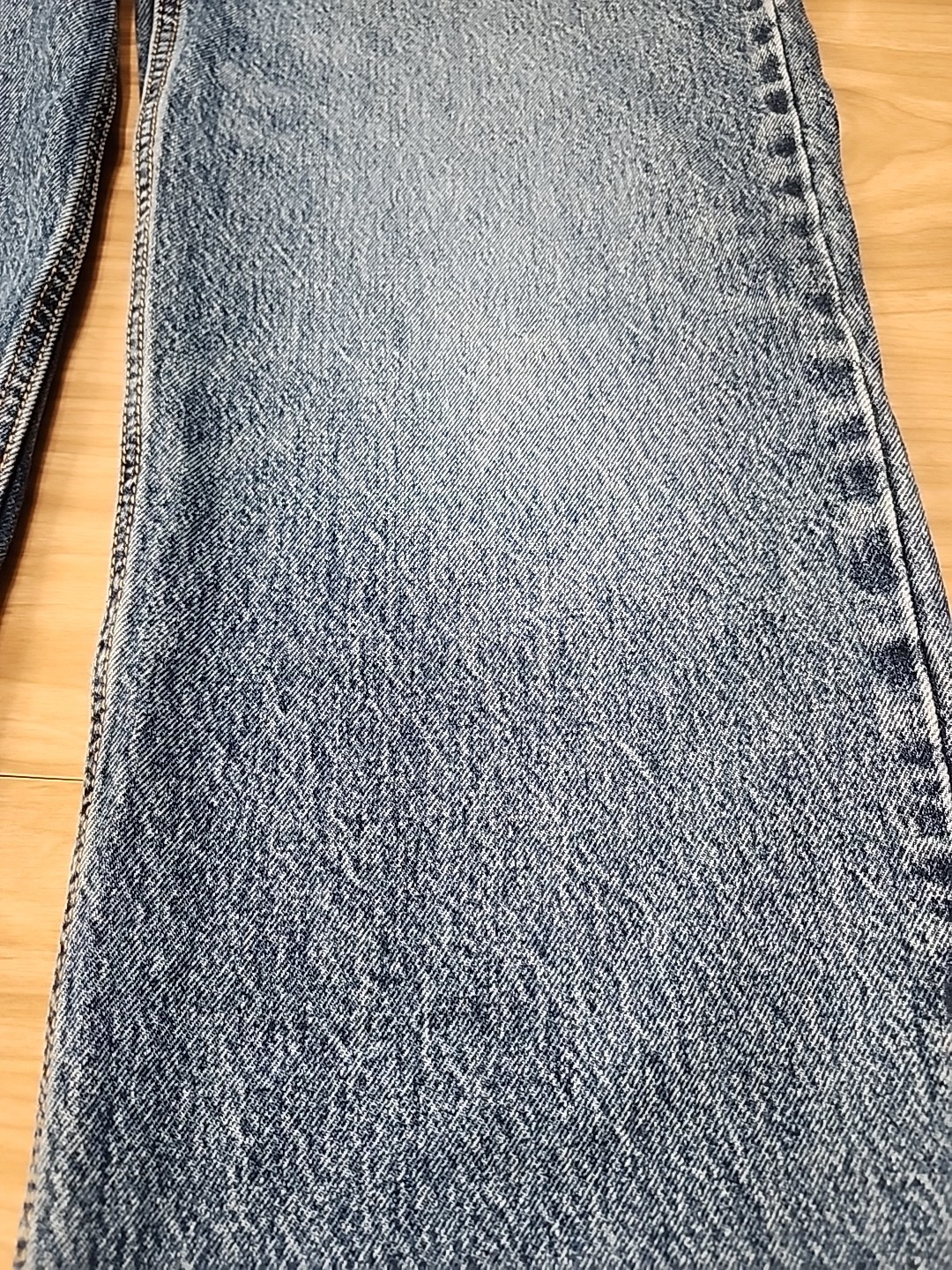 Vintage Levis With Big E Leather Patch Acid Wash Blue Low Loose Sz 26×32 Frayed